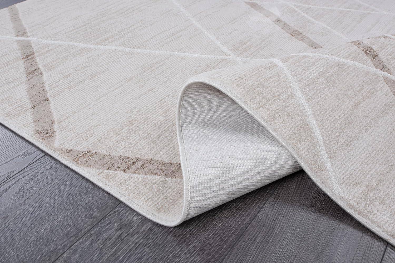 image:imageCAMILSON Baby Shag Rug 8x10 Modern Luxury Striped Boho Area Easy Shaggy Rugs Soft Medium Pile Stain Resistant EasyCleaning NonShedding for Living Room Office Indoor Carpet 8 x 10 Beige GrayPas8 Beige White