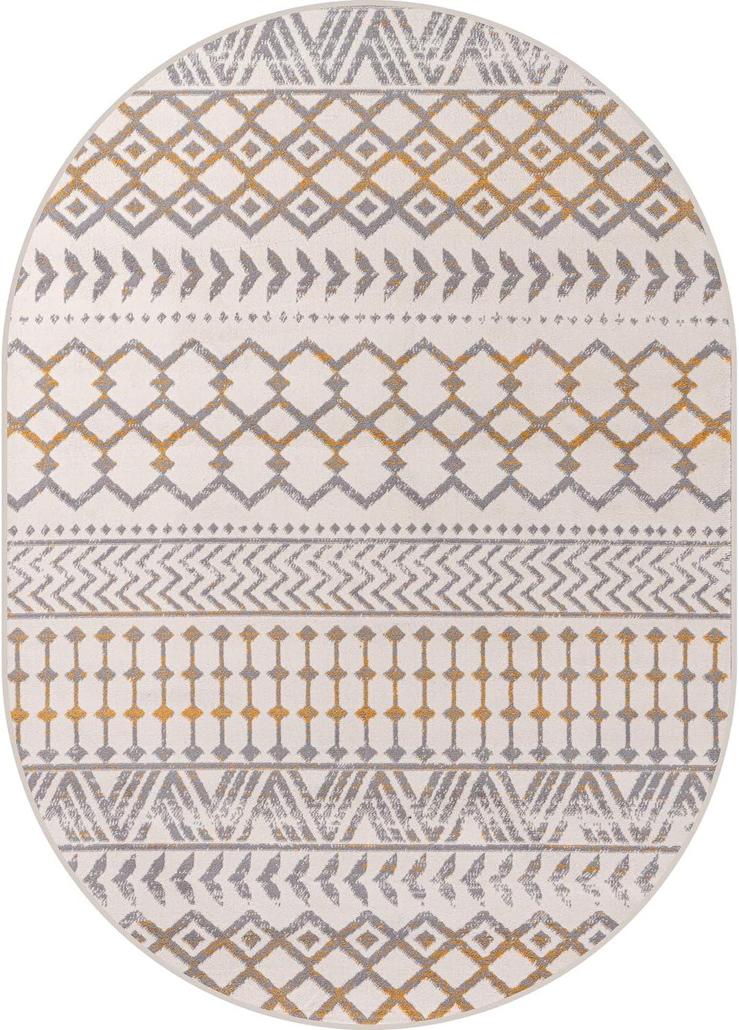 image:imageCAMILSON Baby Shag Rug 8x10 Modern Luxury Striped Boho Area Easy Shaggy Rugs Soft Medium Pile Stain Resistant EasyCleaning NonShedding for Living Room Office Indoor Carpet 8 x 10 Beige GrayBoho Yellow