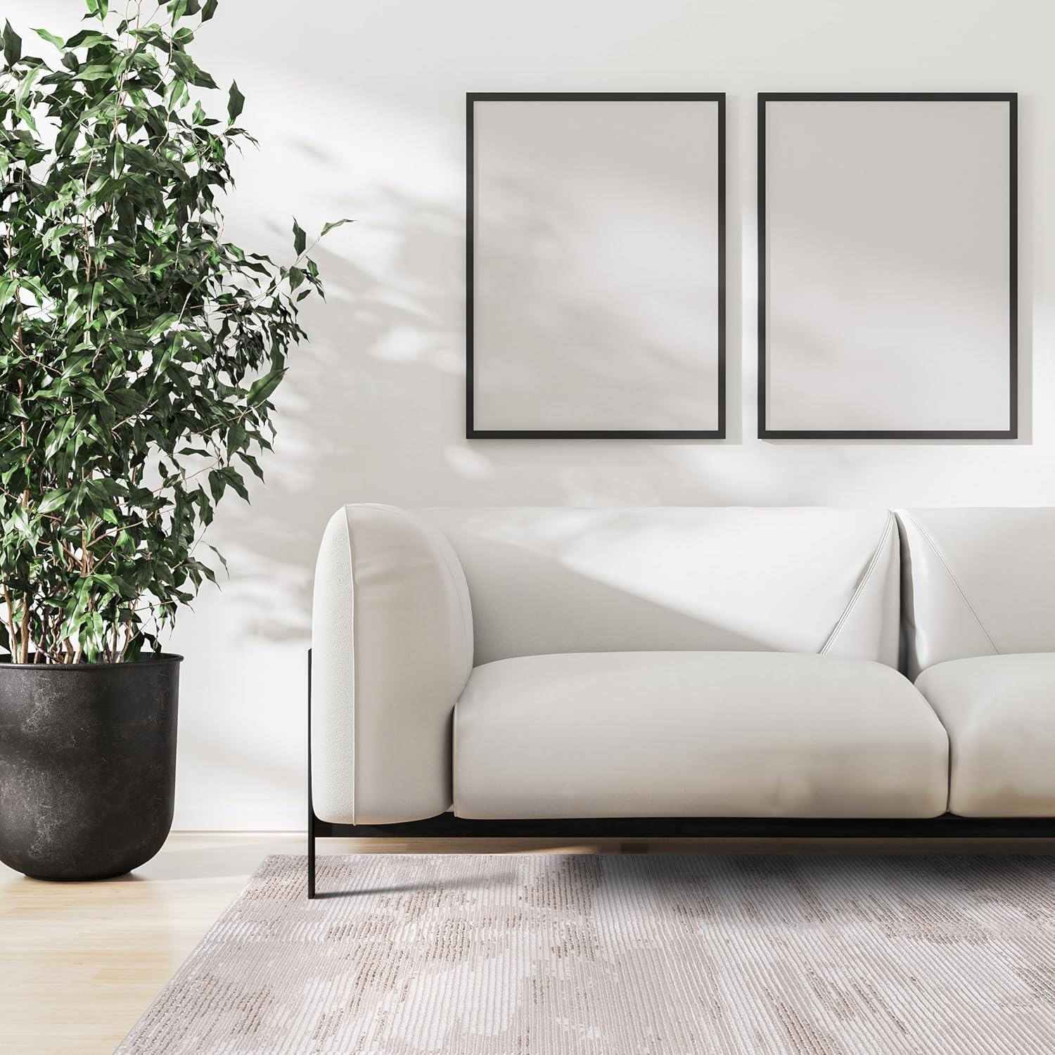 image:imageCAMILSON Baby Shag Rug 8x10 Modern Luxury Striped Boho Area Easy Shaggy Rugs Soft Medium Pile Stain Resistant EasyCleaning NonShedding for Living Room Office Indoor Carpet 8 x 10 Beige GrayPas4 Beige White