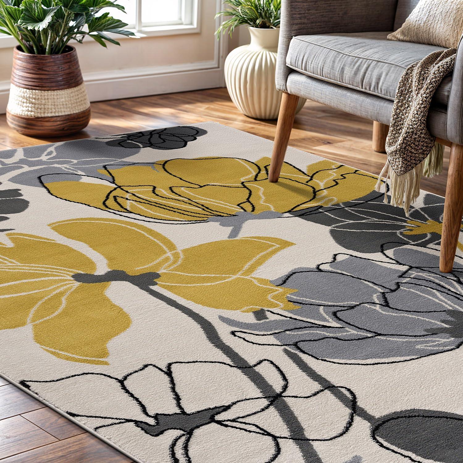 image:imageCAMILSON Baby Shag Rug 8x10 Modern Luxury Striped Boho Area Easy Shaggy Rugs Soft Medium Pile Stain Resistant EasyCleaning NonShedding for Living Room Office Indoor Carpet 8 x 10 Beige GrayYellow