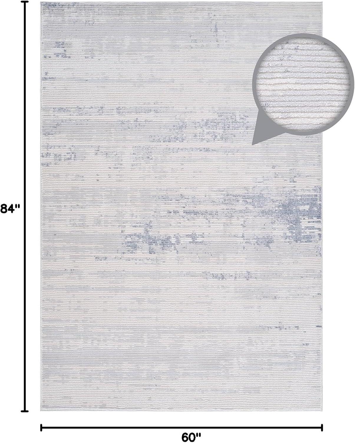 image:imageCAMILSON Baby Shag Rug 8x10 Modern Luxury Striped Boho Area Easy Shaggy Rugs Soft Medium Pile Stain Resistant EasyCleaning NonShedding for Living Room Office Indoor Carpet 8 x 10 Beige GrayPas13 White Blue