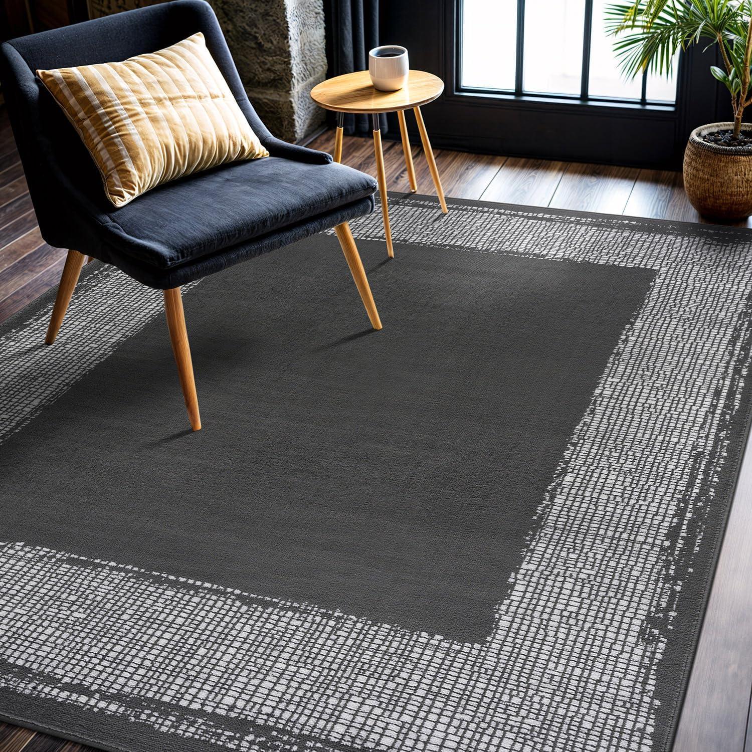 image:imageCAMILSON Baby Shag Rug 8x10 Modern Luxury Striped Boho Area Easy Shaggy Rugs Soft Medium Pile Stain Resistant EasyCleaning NonShedding for Living Room Office Indoor Carpet 8 x 10 Beige GrayDark Gray