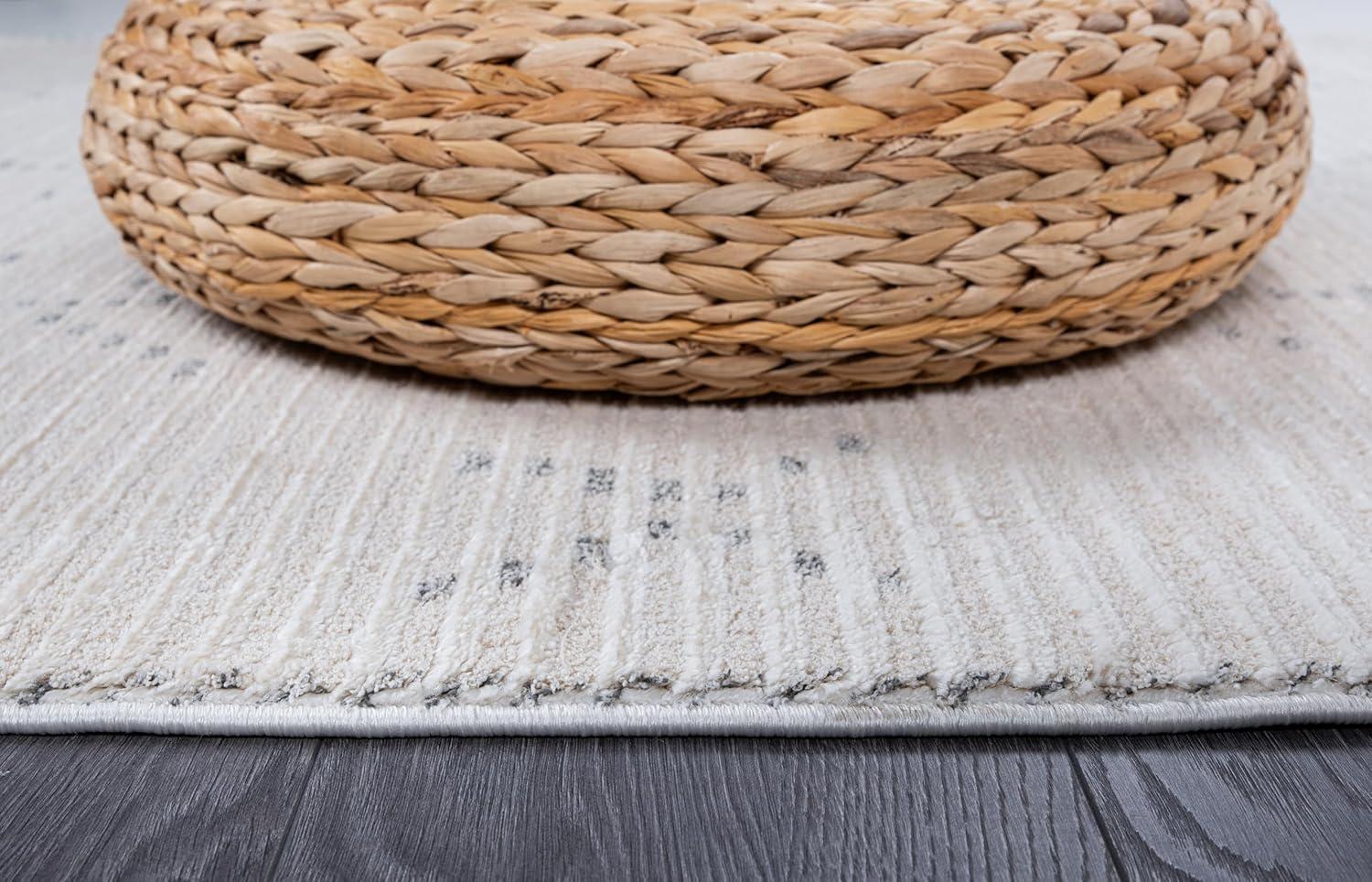 image:imageCAMILSON Baby Shag Rug 8x10 Modern Luxury Striped Boho Area Easy Shaggy Rugs Soft Medium Pile Stain Resistant EasyCleaning NonShedding for Living Room Office Indoor Carpet 8 x 10 Beige GrayMat3 Beige Gray