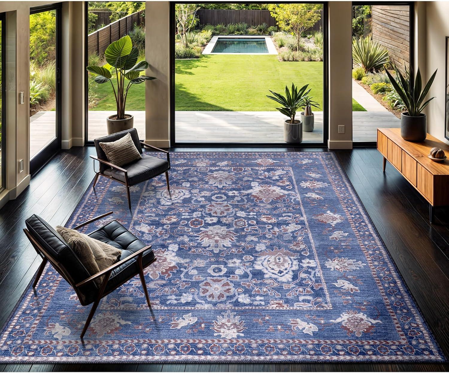 image:imageCAMILSON Baby Shag Rug 8x10 Modern Luxury Striped Boho Area Easy Shaggy Rugs Soft Medium Pile Stain Resistant EasyCleaning NonShedding for Living Room Office Indoor Carpet 8 x 10 Beige GrayStf Blue