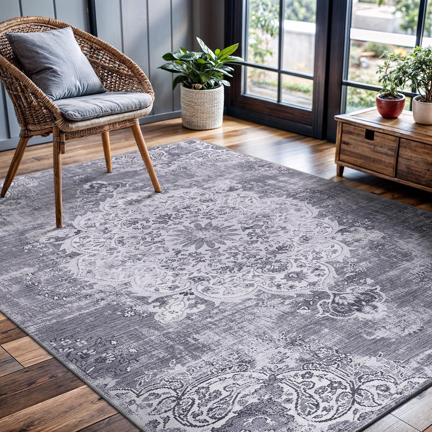 image:imageCAMILSON Baby Shag Rug 8x10 Modern Luxury Striped Boho Area Easy Shaggy Rugs Soft Medium Pile Stain Resistant EasyCleaning NonShedding for Living Room Office Indoor Carpet 8 x 10 Beige Gray2001 Gray