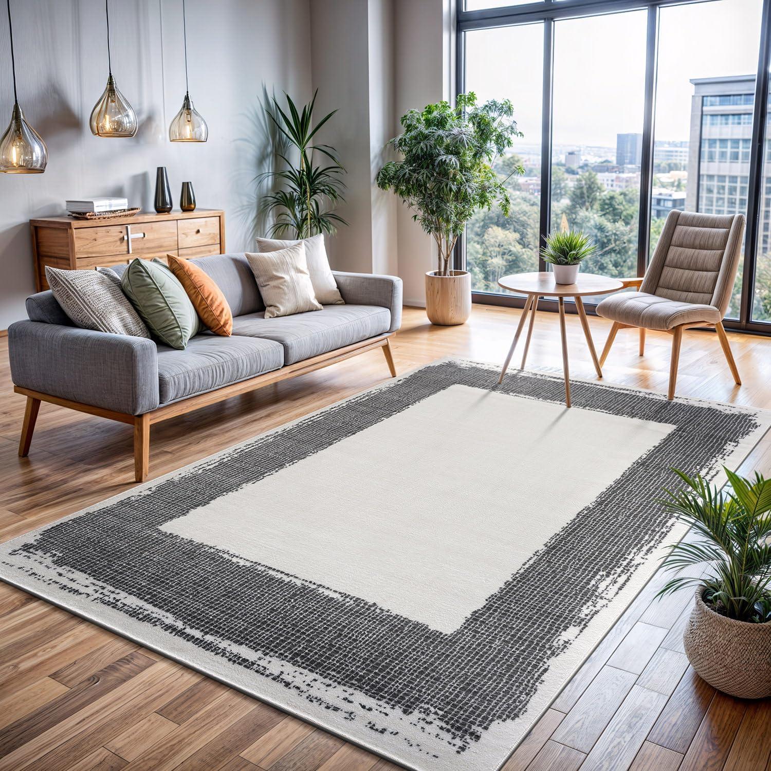 image:imageCAMILSON Baby Shag Rug 8x10 Modern Luxury Striped Boho Area Easy Shaggy Rugs Soft Medium Pile Stain Resistant EasyCleaning NonShedding for Living Room Office Indoor Carpet 8 x 10 Beige GrayCream