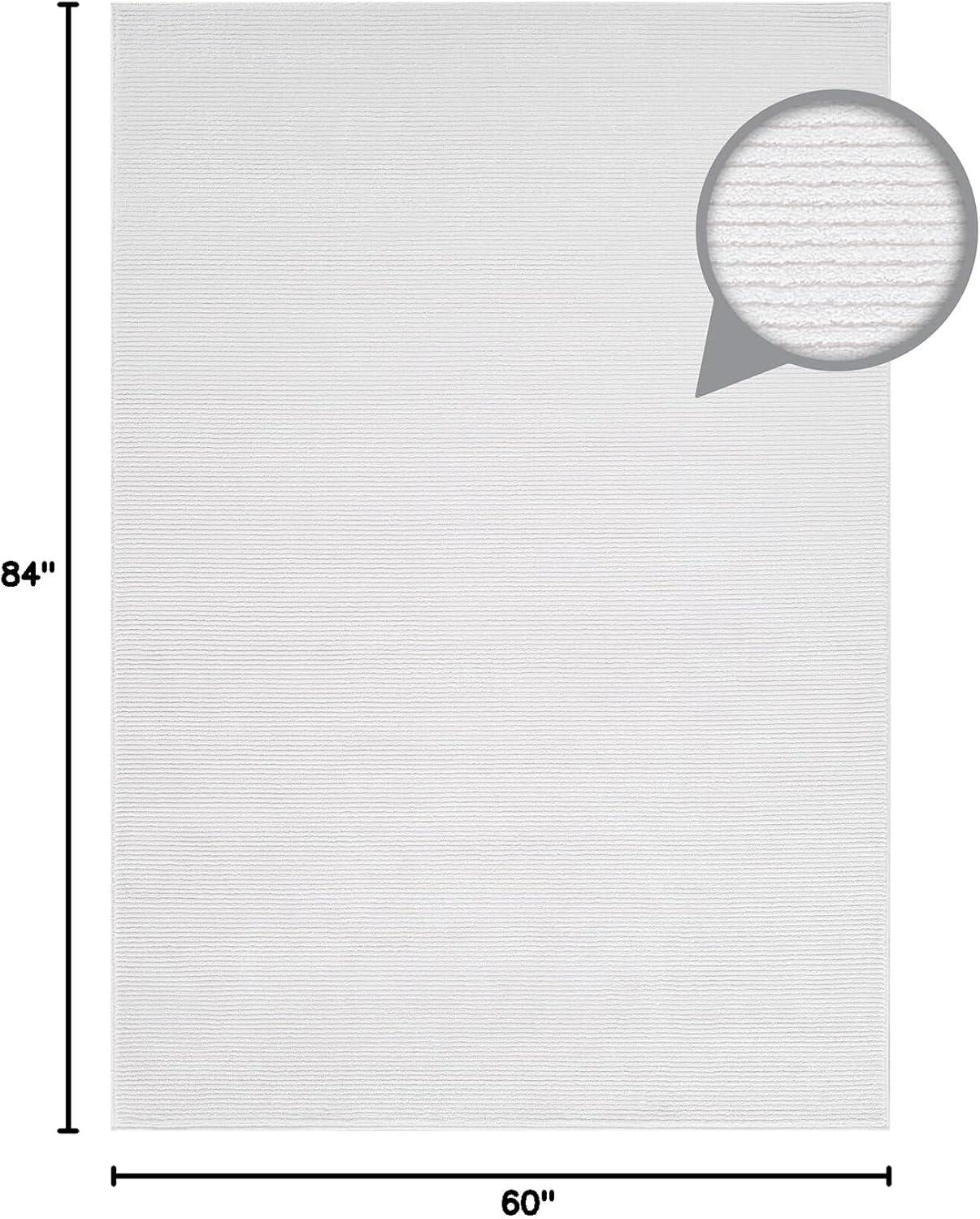 image:imageCAMILSON Baby Shag Rug 8x10 Modern Luxury Striped Boho Area Easy Shaggy Rugs Soft Medium Pile Stain Resistant EasyCleaning NonShedding for Living Room Office Indoor Carpet 8 x 10 Beige GrayPas12 White White
