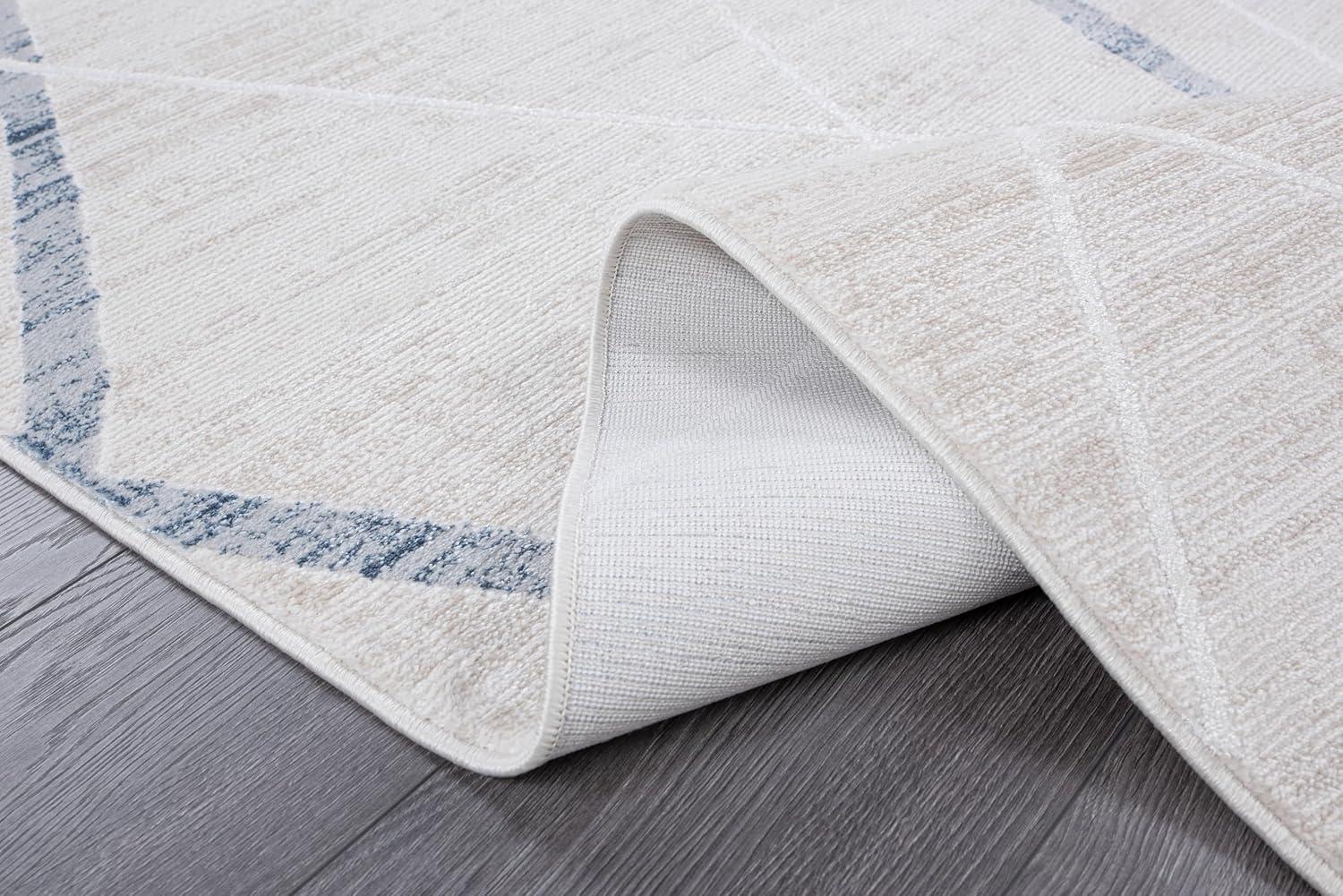 image:imageCAMILSON Baby Shag Rug 8x10 Modern Luxury Striped Boho Area Easy Shaggy Rugs Soft Medium Pile Stain Resistant EasyCleaning NonShedding for Living Room Office Indoor Carpet 8 x 10 Beige GrayPas7 Blue Beige
