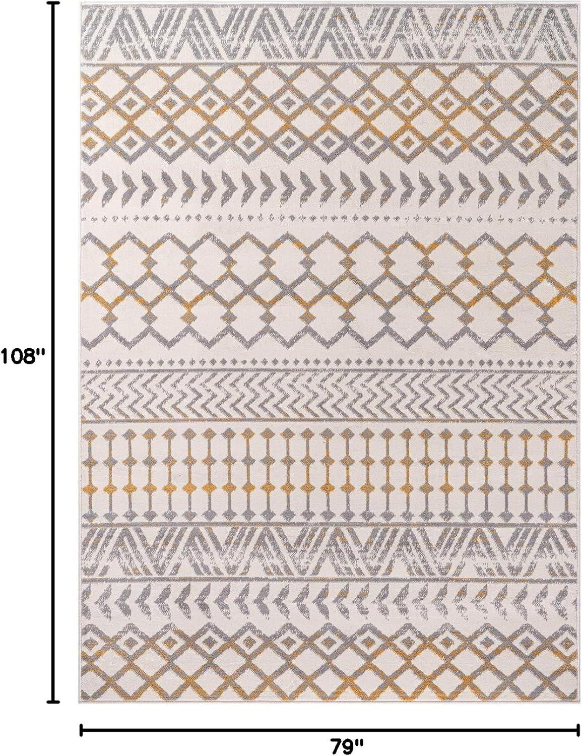 image:imageCAMILSON Baby Shag Rug 8x10 Modern Luxury Striped Boho Area Easy Shaggy Rugs Soft Medium Pile Stain Resistant EasyCleaning NonShedding for Living Room Office Indoor Carpet 8 x 10 Beige GrayBoho Yellow