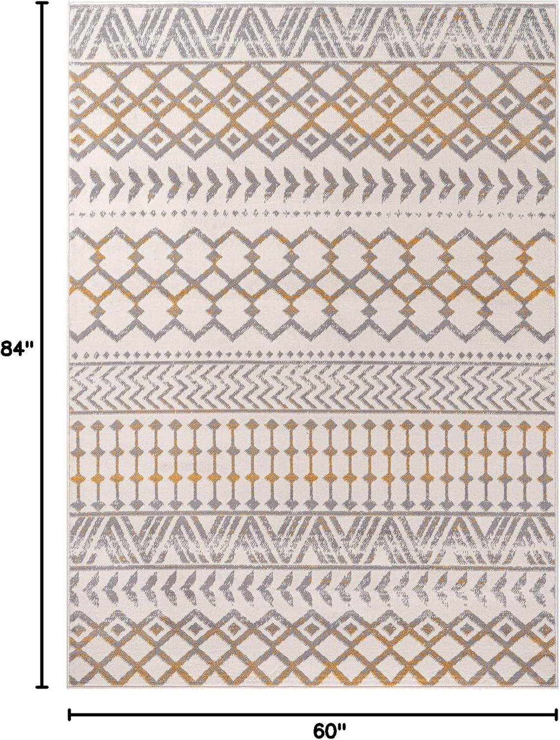 image:imageCAMILSON Baby Shag Rug 8x10 Modern Luxury Striped Boho Area Easy Shaggy Rugs Soft Medium Pile Stain Resistant EasyCleaning NonShedding for Living Room Office Indoor Carpet 8 x 10 Beige GrayBoho Yellow