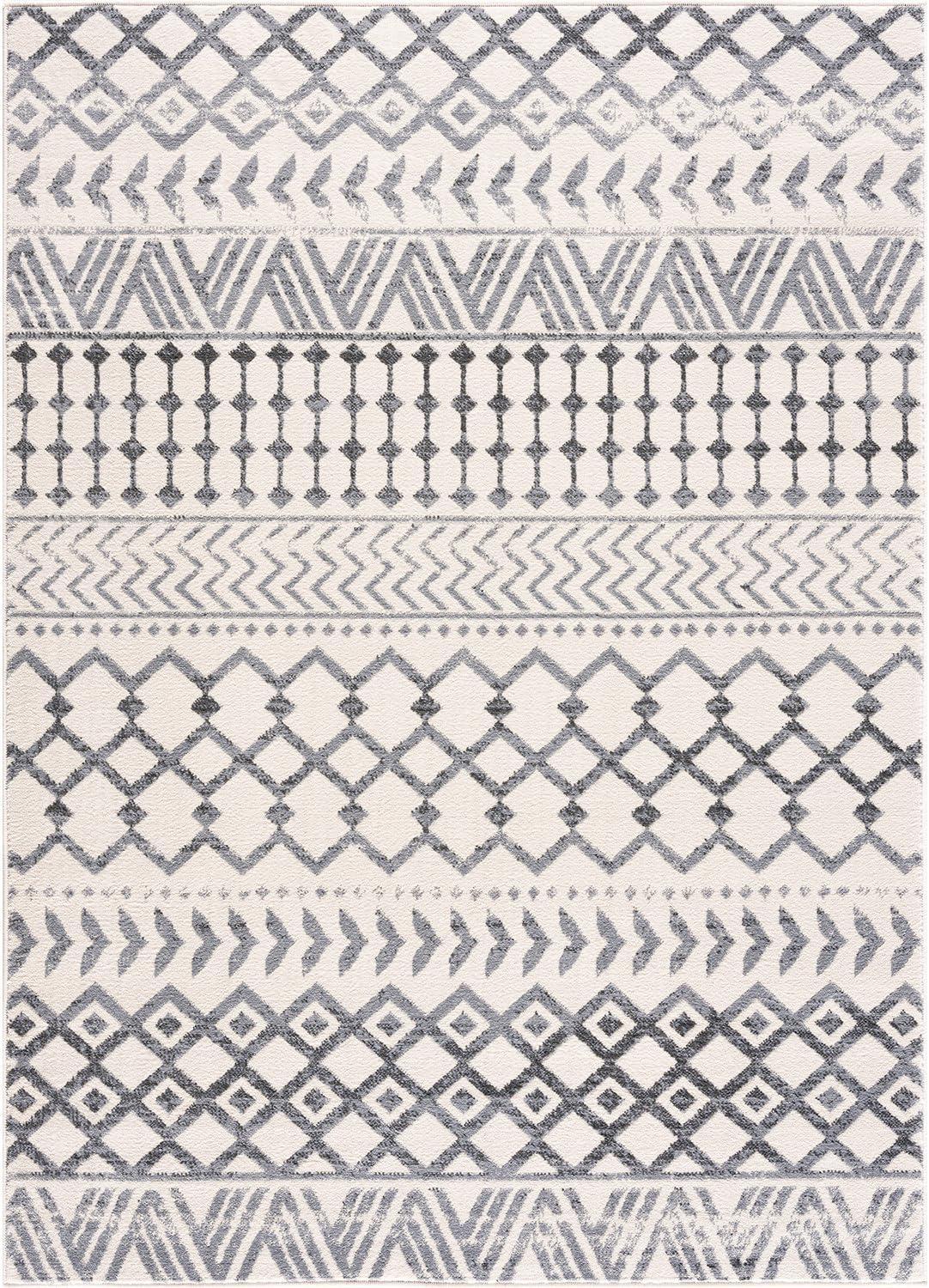 image:imageCAMILSON Baby Shag Rug 8x10 Modern Luxury Striped Boho Area Easy Shaggy Rugs Soft Medium Pile Stain Resistant EasyCleaning NonShedding for Living Room Office Indoor Carpet 8 x 10 Beige GrayBoho Grey