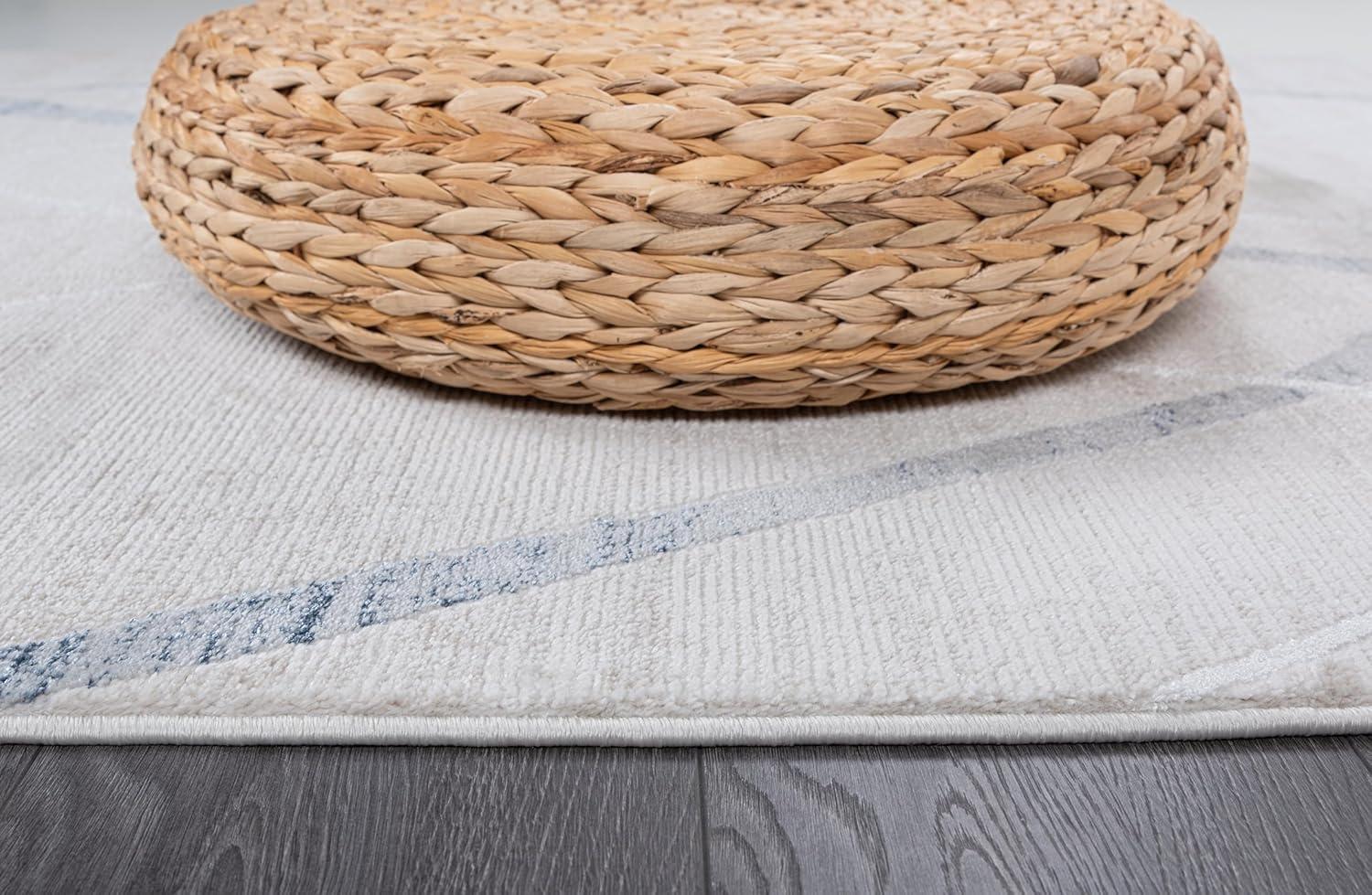 image:imageCAMILSON Baby Shag Rug 8x10 Modern Luxury Striped Boho Area Easy Shaggy Rugs Soft Medium Pile Stain Resistant EasyCleaning NonShedding for Living Room Office Indoor Carpet 8 x 10 Beige GrayPas7 Blue Beige