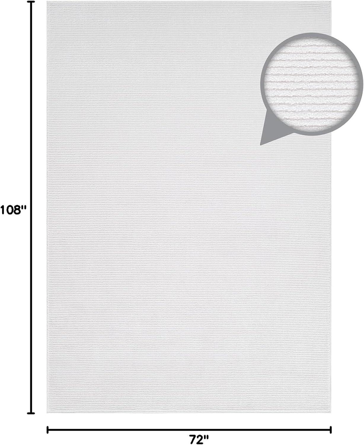 image:imageCAMILSON Baby Shag Rug 8x10 Modern Luxury Striped Boho Area Easy Shaggy Rugs Soft Medium Pile Stain Resistant EasyCleaning NonShedding for Living Room Office Indoor Carpet 8 x 10 Beige GrayPas12 White White