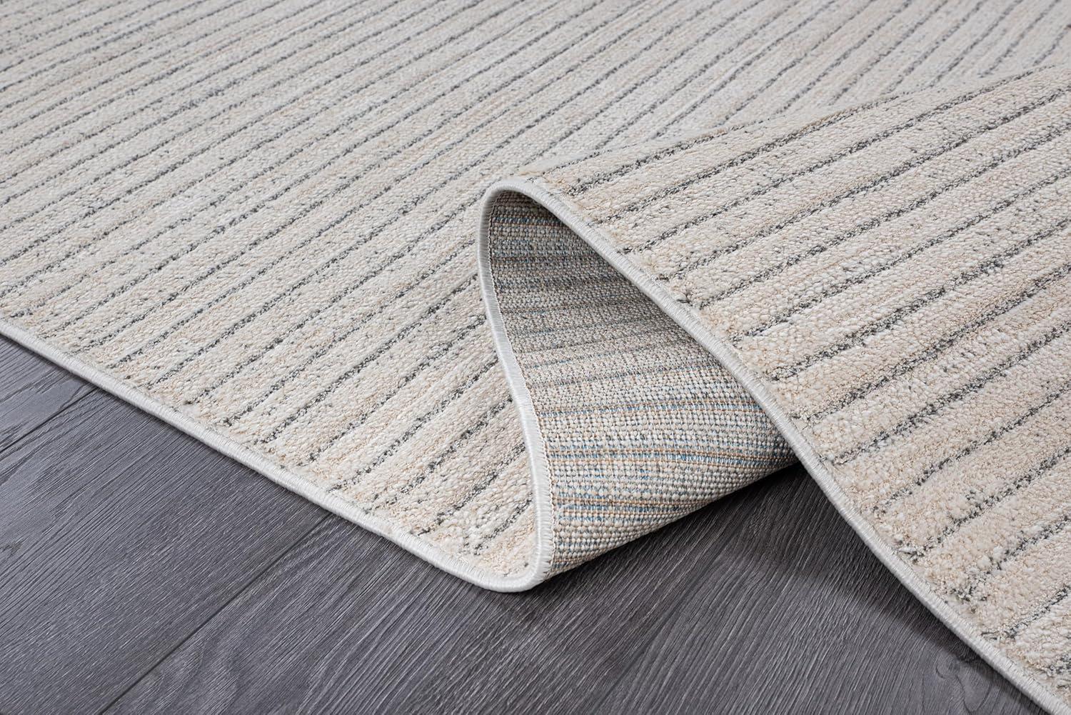 image:imageCAMILSON Baby Shag Rug 8x10 Modern Luxury Striped Boho Area Easy Shaggy Rugs Soft Medium Pile Stain Resistant EasyCleaning NonShedding for Living Room Office Indoor Carpet 8 x 10 Beige GrayMat1 Beige Gray