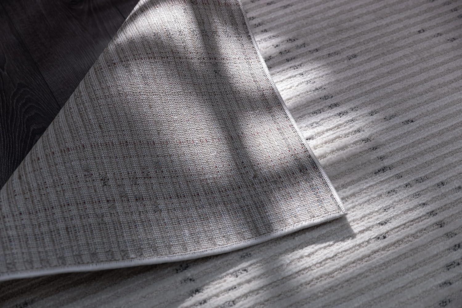 image:imageCAMILSON Baby Shag Rug 8x10 Modern Luxury Striped Boho Area Easy Shaggy Rugs Soft Medium Pile Stain Resistant EasyCleaning NonShedding for Living Room Office Indoor Carpet 8 x 10 Beige GrayMat3 Beige Gray