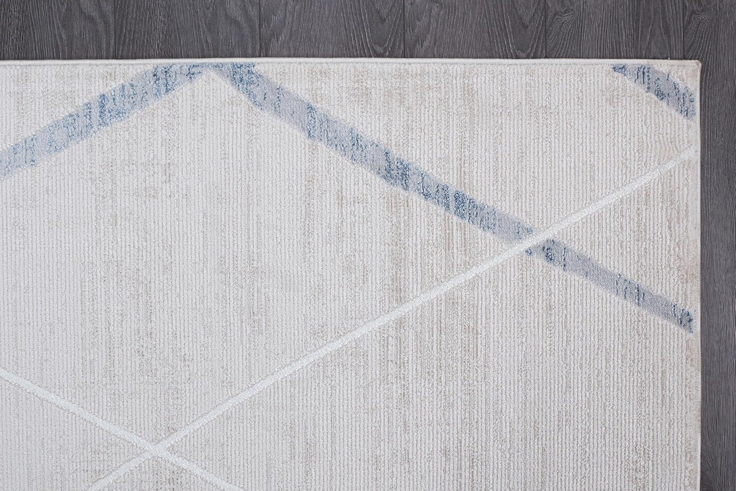 image:imageCAMILSON Baby Shag Rug 8x10 Modern Luxury Striped Boho Area Easy Shaggy Rugs Soft Medium Pile Stain Resistant EasyCleaning NonShedding for Living Room Office Indoor Carpet 8 x 10 Beige GrayPas7 Blue Beige