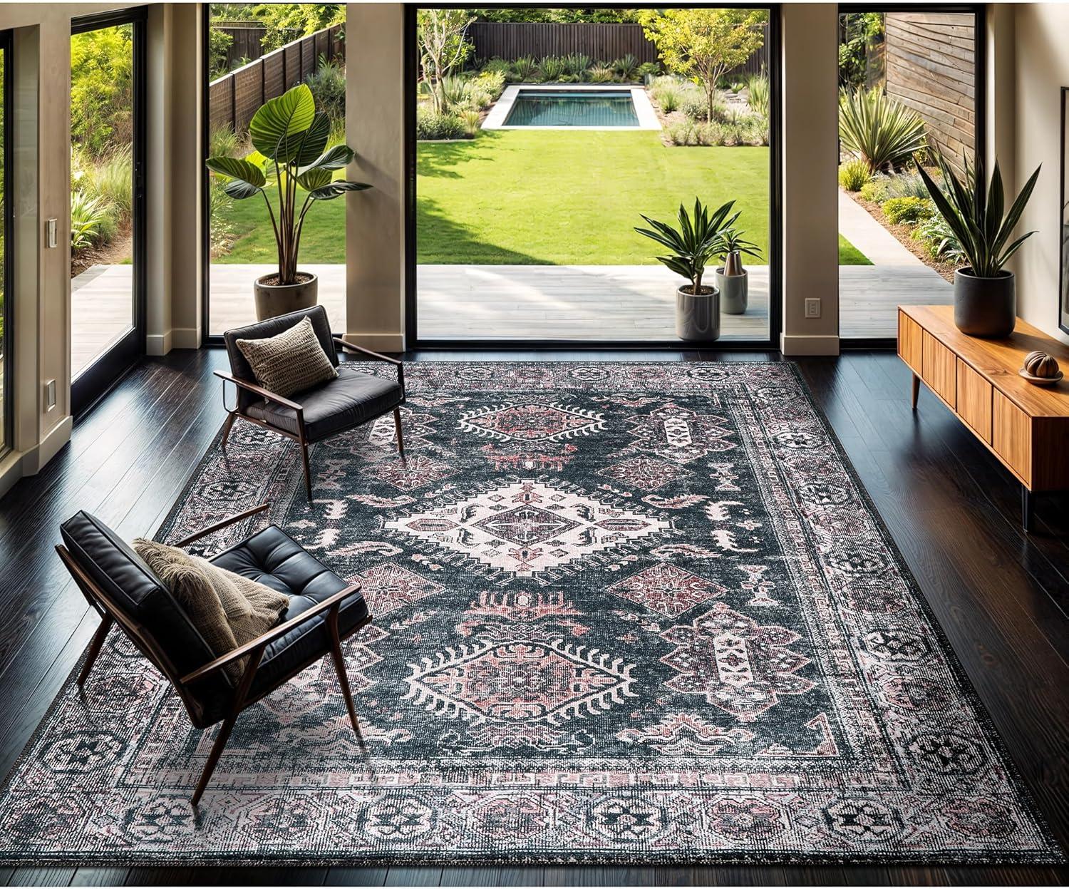 image:imageCAMILSON Baby Shag Rug 8x10 Modern Luxury Striped Boho Area Easy Shaggy Rugs Soft Medium Pile Stain Resistant EasyCleaning NonShedding for Living Room Office Indoor Carpet 8 x 10 Beige GrayVen Black