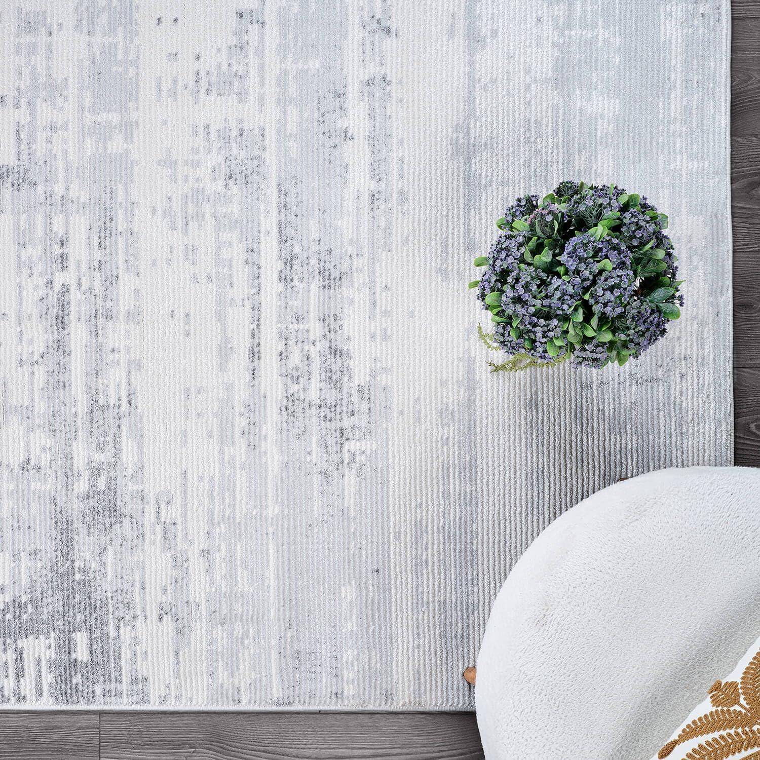 image:imageCAMILSON Baby Shag Rug 8x10 Modern Luxury Striped Boho Area Easy Shaggy Rugs Soft Medium Pile Stain Resistant EasyCleaning NonShedding for Living Room Office Indoor Carpet 8 x 10 Beige GrayPas11 White Gray