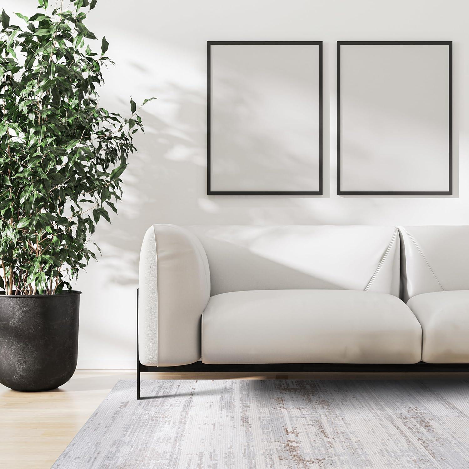 image:imageCAMILSON Baby Shag Rug 8x10 Modern Luxury Striped Boho Area Easy Shaggy Rugs Soft Medium Pile Stain Resistant EasyCleaning NonShedding for Living Room Office Indoor Carpet 8 x 10 Beige GrayPas1 Beige Gray