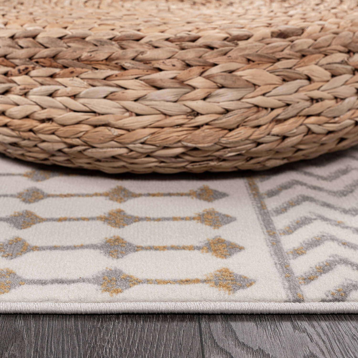 image:imageCAMILSON Baby Shag Rug 8x10 Modern Luxury Striped Boho Area Easy Shaggy Rugs Soft Medium Pile Stain Resistant EasyCleaning NonShedding for Living Room Office Indoor Carpet 8 x 10 Beige GrayBoho Yellow