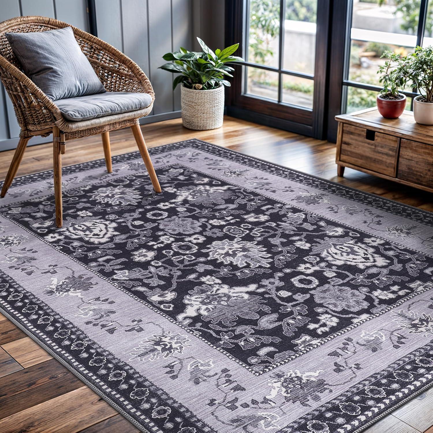 image:imageCAMILSON Baby Shag Rug 8x10 Modern Luxury Striped Boho Area Easy Shaggy Rugs Soft Medium Pile Stain Resistant EasyCleaning NonShedding for Living Room Office Indoor Carpet 8 x 10 Beige GrayStf Black