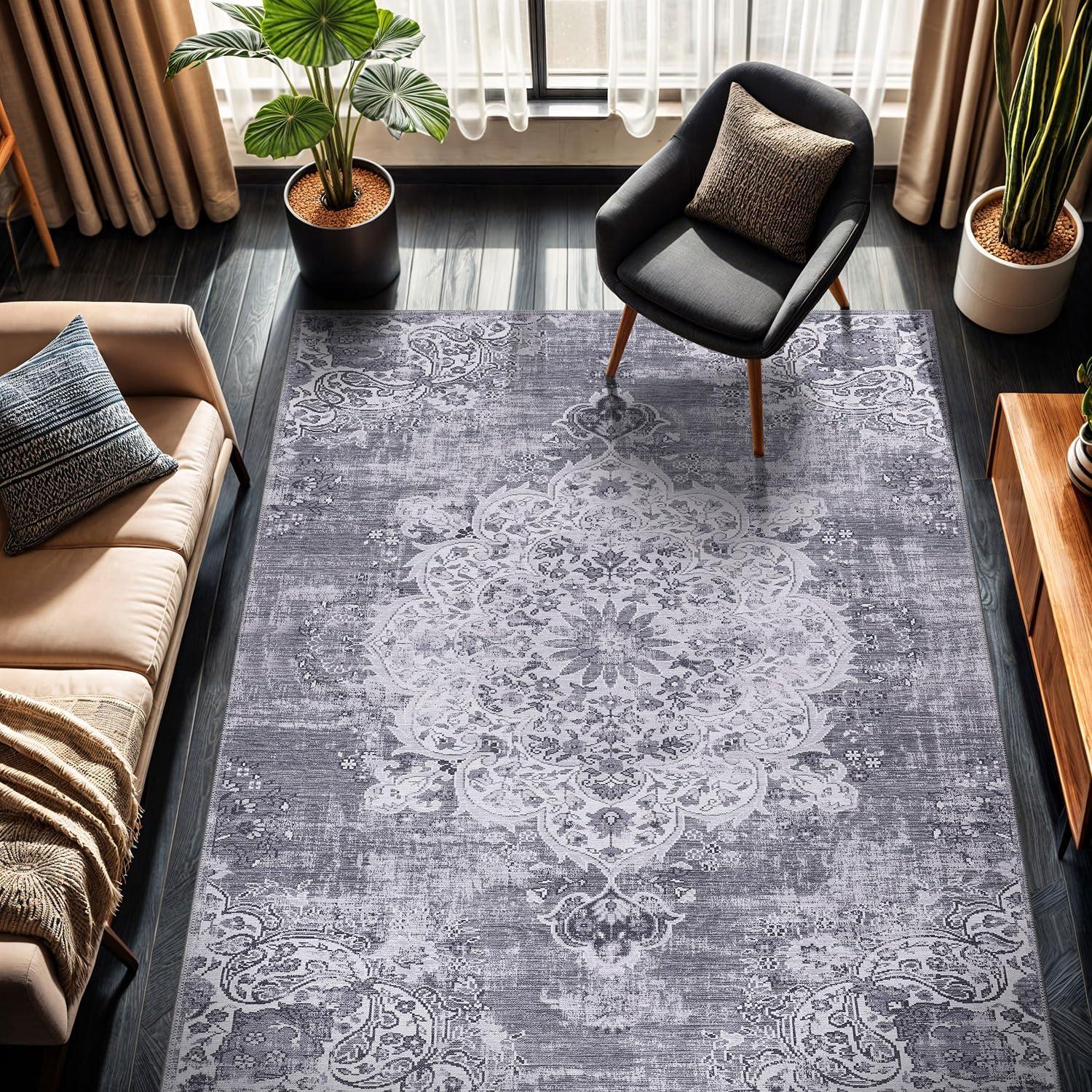 image:imageCAMILSON Baby Shag Rug 8x10 Modern Luxury Striped Boho Area Easy Shaggy Rugs Soft Medium Pile Stain Resistant EasyCleaning NonShedding for Living Room Office Indoor Carpet 8 x 10 Beige Gray2001 Gray