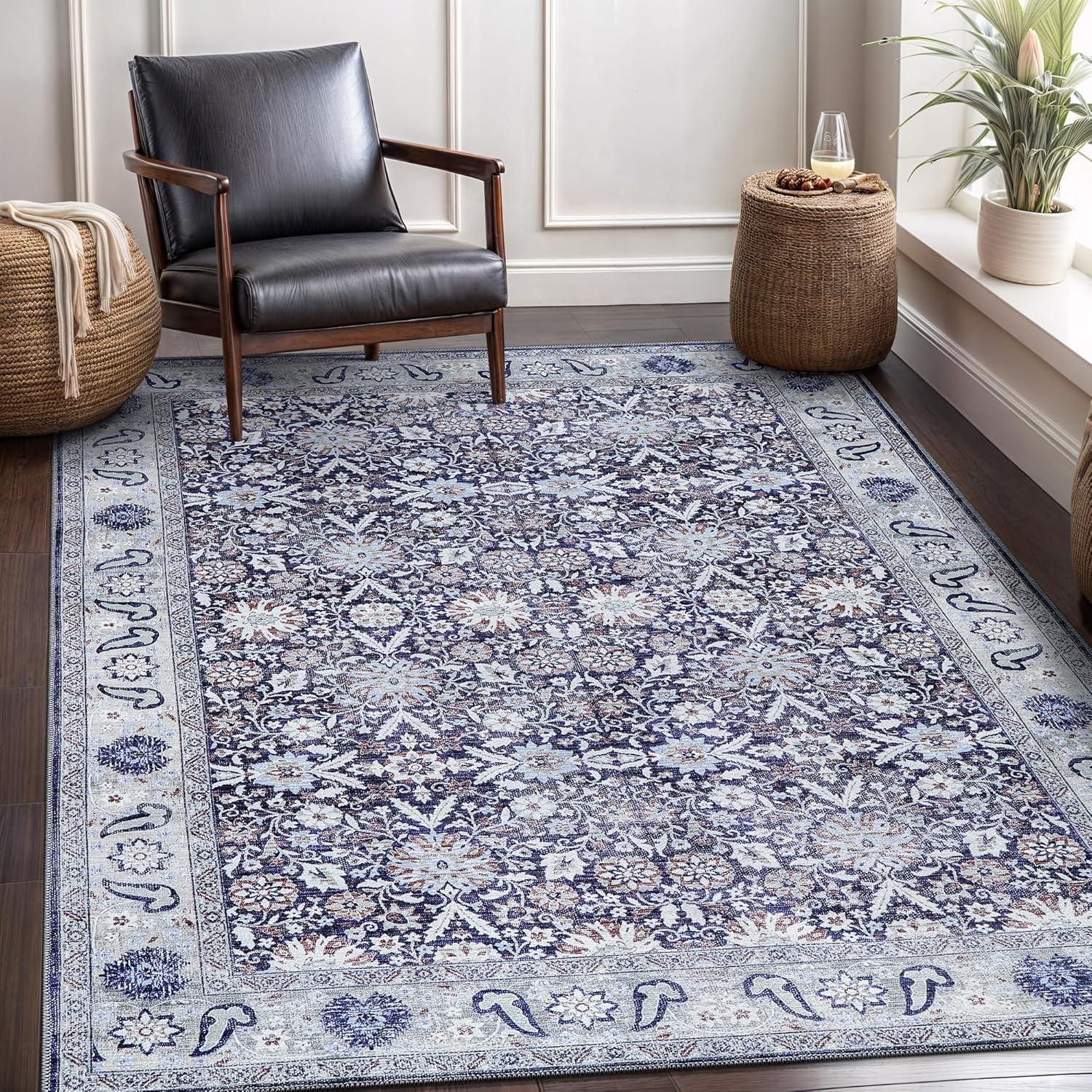 image:imageCAMILSON Baby Shag Rug 8x10 Modern Luxury Striped Boho Area Easy Shaggy Rugs Soft Medium Pile Stain Resistant EasyCleaning NonShedding for Living Room Office Indoor Carpet 8 x 10 Beige GrayVen Blue