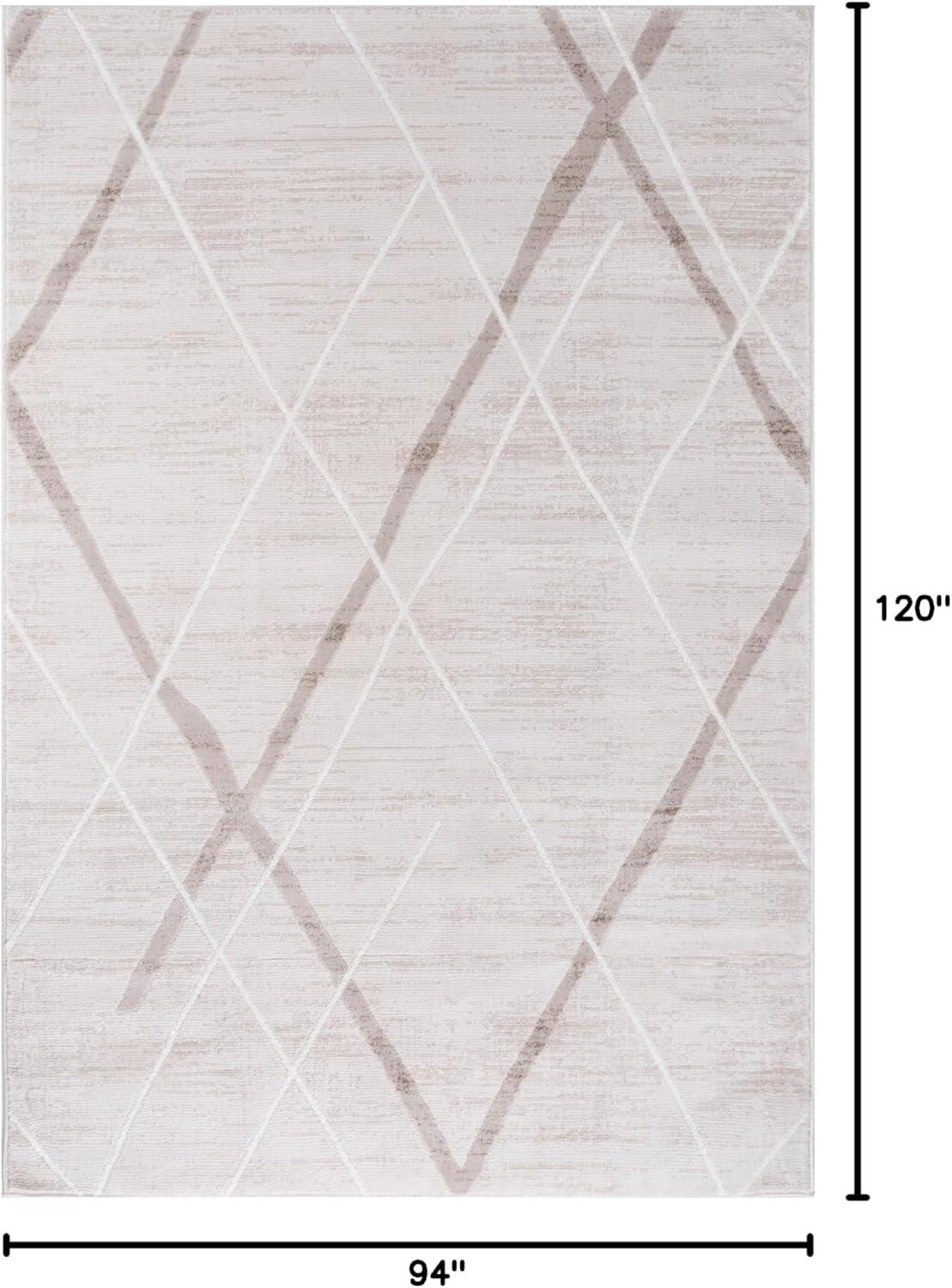 image:imageCAMILSON Baby Shag Rug 8x10 Modern Luxury Striped Boho Area Easy Shaggy Rugs Soft Medium Pile Stain Resistant EasyCleaning NonShedding for Living Room Office Indoor Carpet 8 x 10 Beige GrayPas8 Beige White