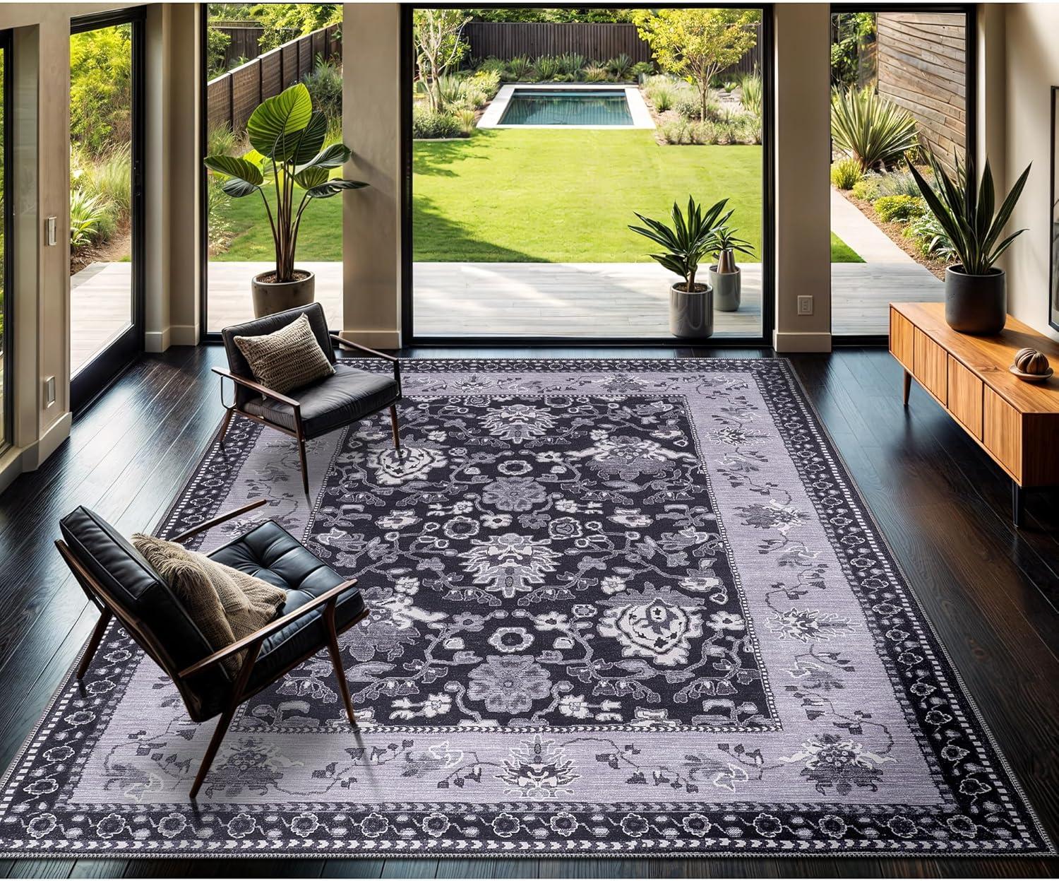 image:imageCAMILSON Baby Shag Rug 8x10 Modern Luxury Striped Boho Area Easy Shaggy Rugs Soft Medium Pile Stain Resistant EasyCleaning NonShedding for Living Room Office Indoor Carpet 8 x 10 Beige GrayStf Black