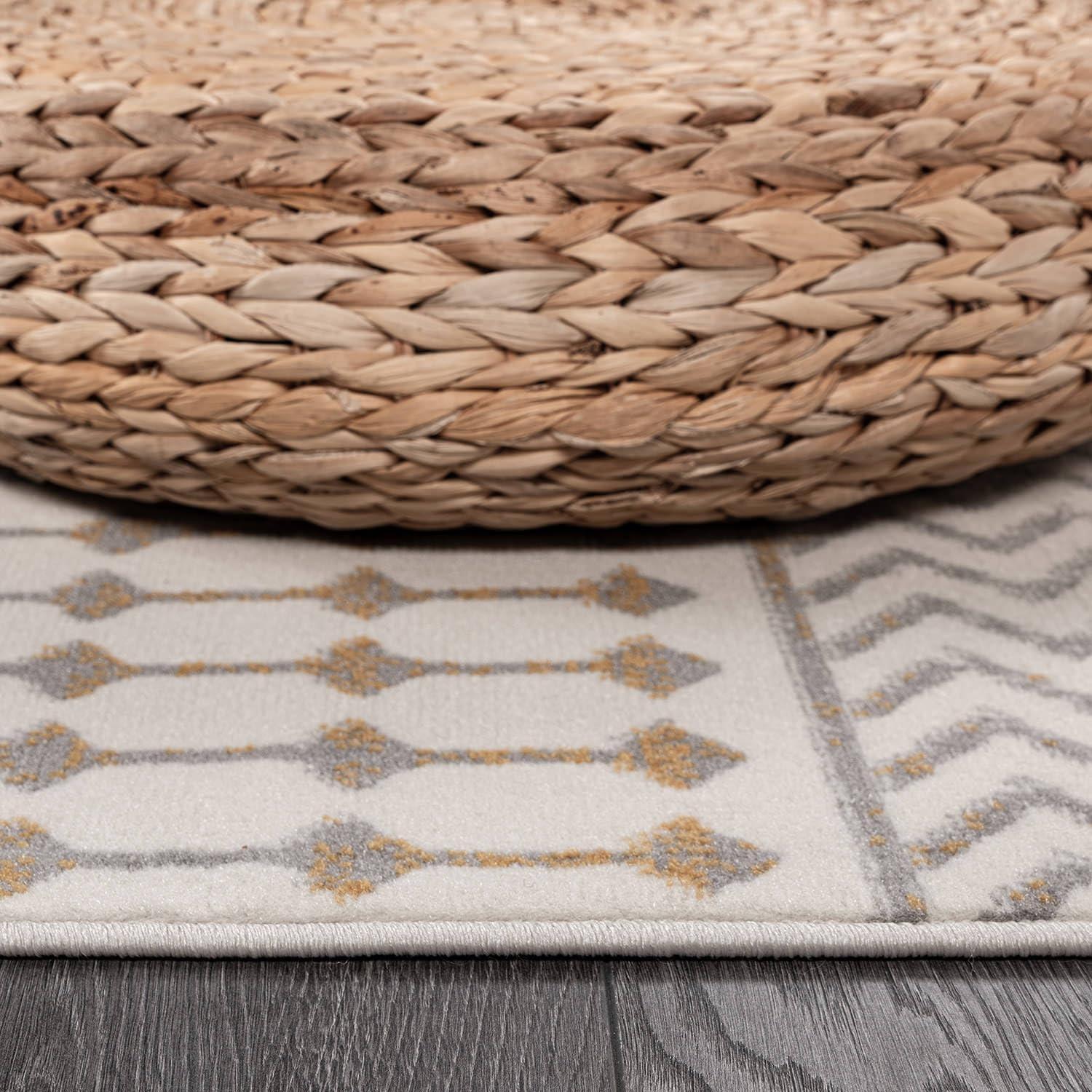 image:imageCAMILSON Baby Shag Rug 8x10 Modern Luxury Striped Boho Area Easy Shaggy Rugs Soft Medium Pile Stain Resistant EasyCleaning NonShedding for Living Room Office Indoor Carpet 8 x 10 Beige GrayBoho Yellow
