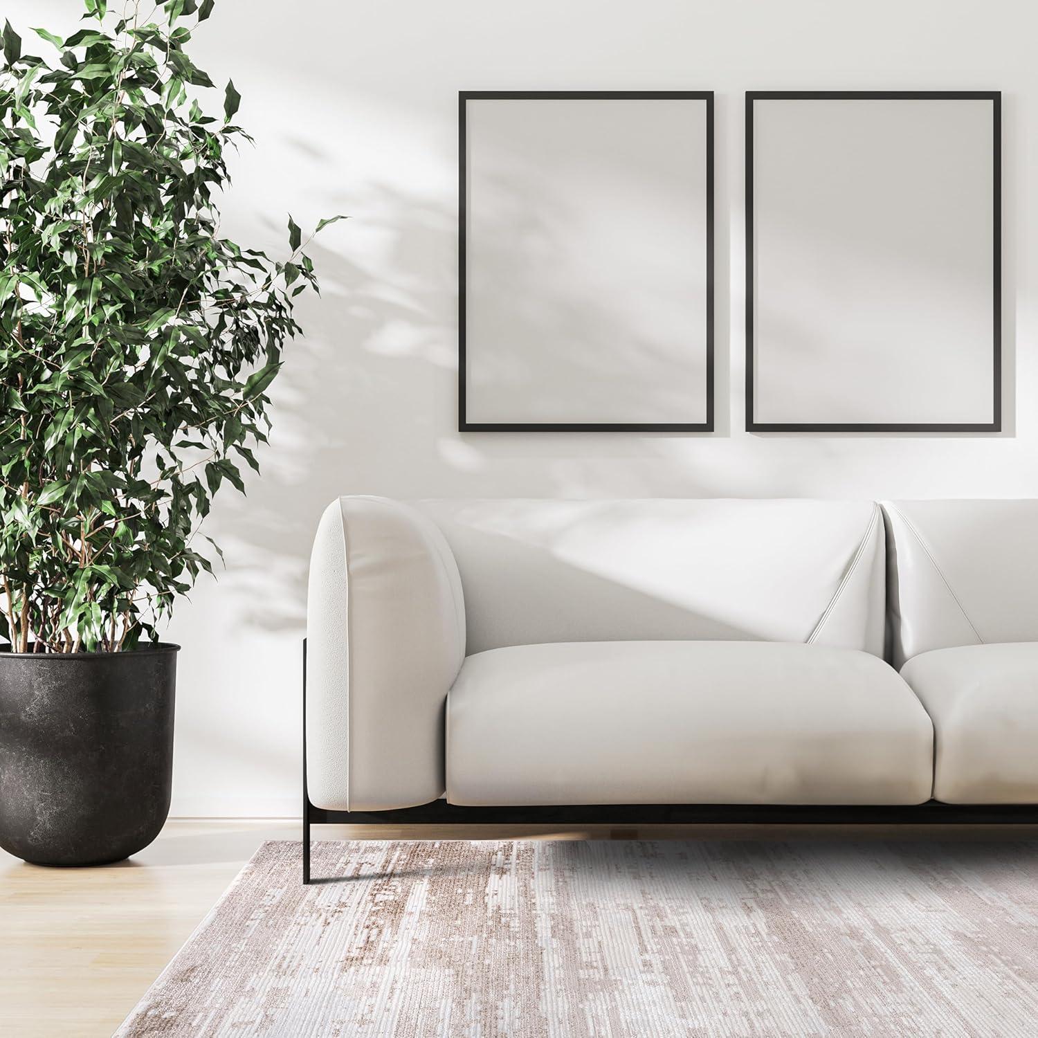 image:imageCAMILSON Baby Shag Rug 8x10 Modern Luxury Striped Boho Area Easy Shaggy Rugs Soft Medium Pile Stain Resistant EasyCleaning NonShedding for Living Room Office Indoor Carpet 8 x 10 Beige GrayPas2 Beige White