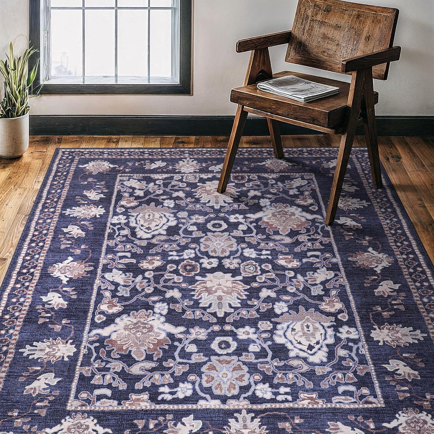 image:imageCAMILSON Baby Shag Rug 8x10 Modern Luxury Striped Boho Area Easy Shaggy Rugs Soft Medium Pile Stain Resistant EasyCleaning NonShedding for Living Room Office Indoor Carpet 8 x 10 Beige GrayStf Navy