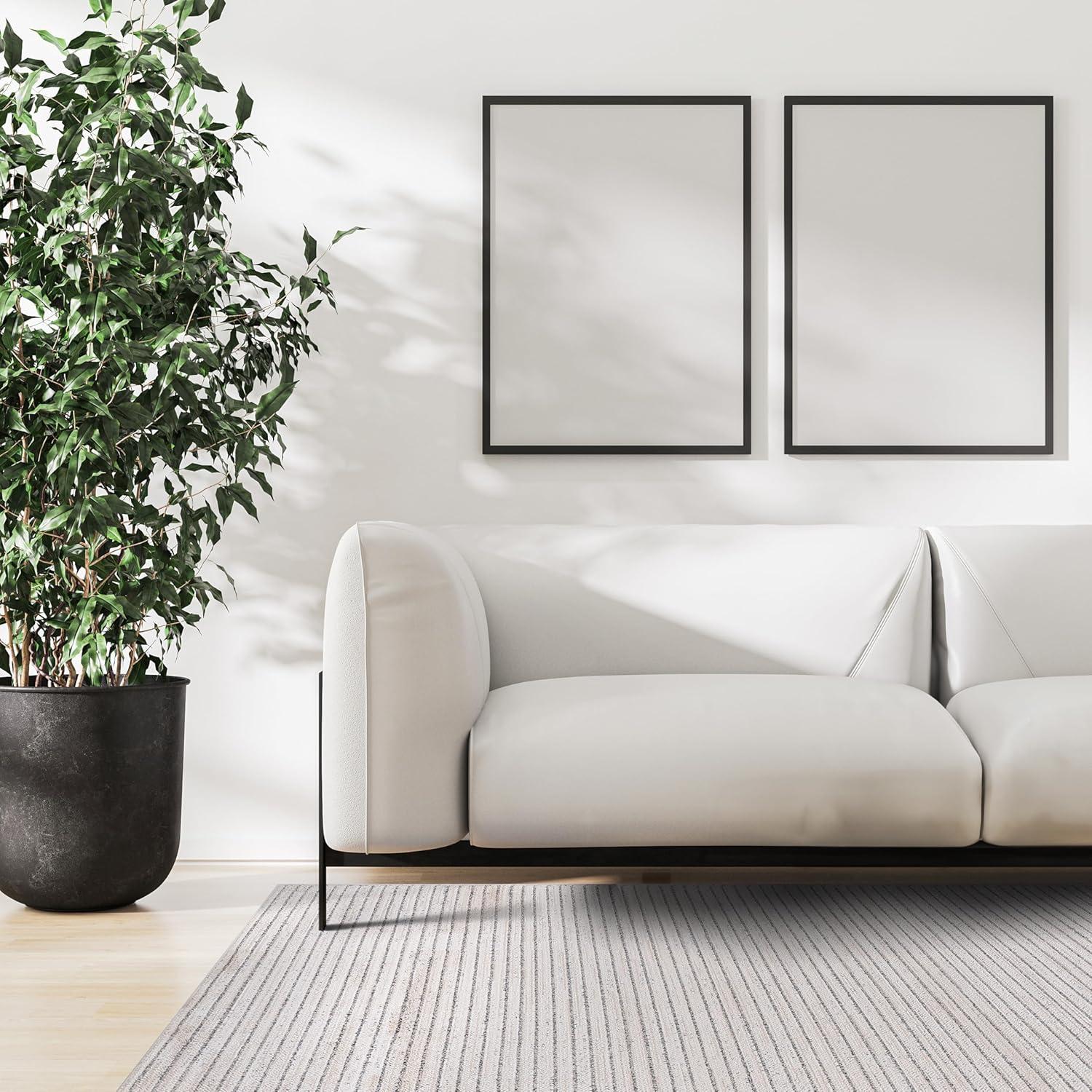 image:imageCAMILSON Baby Shag Rug 8x10 Modern Luxury Striped Boho Area Easy Shaggy Rugs Soft Medium Pile Stain Resistant EasyCleaning NonShedding for Living Room Office Indoor Carpet 8 x 10 Beige GrayMat1 Beige Gray