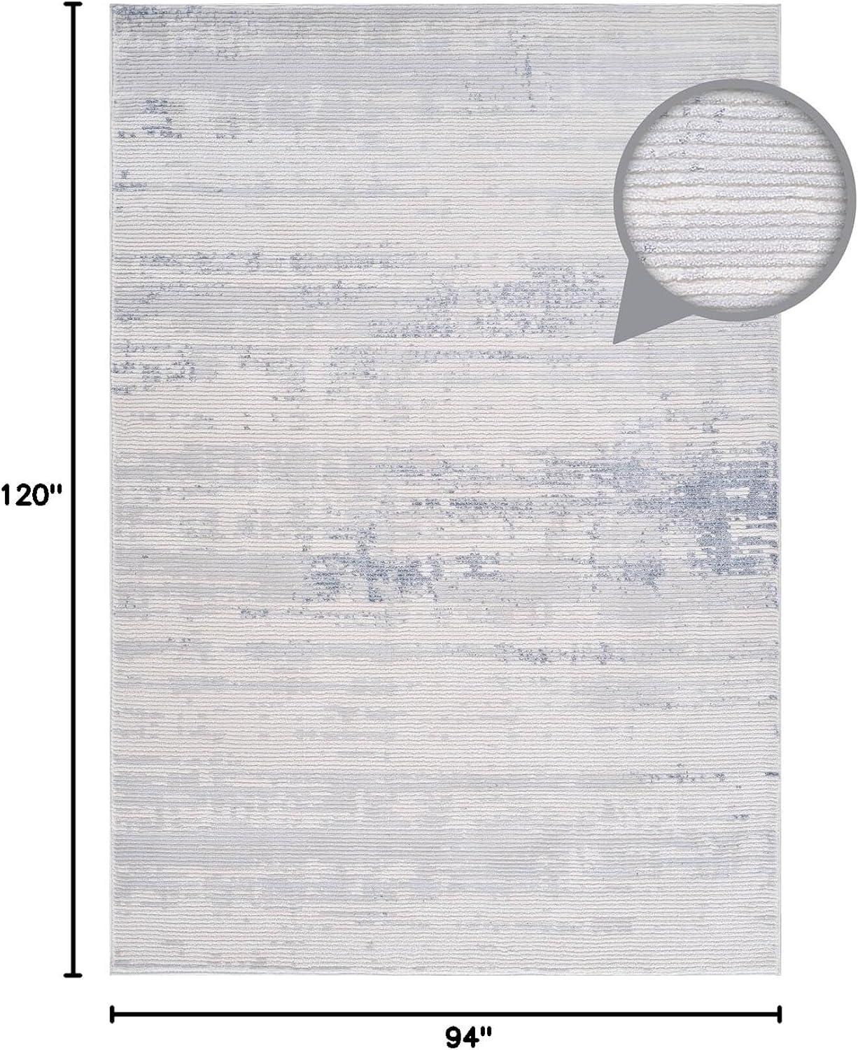 image:imageCAMILSON Baby Shag Rug 8x10 Modern Luxury Striped Boho Area Easy Shaggy Rugs Soft Medium Pile Stain Resistant EasyCleaning NonShedding for Living Room Office Indoor Carpet 8 x 10 Beige GrayPas13 White Blue