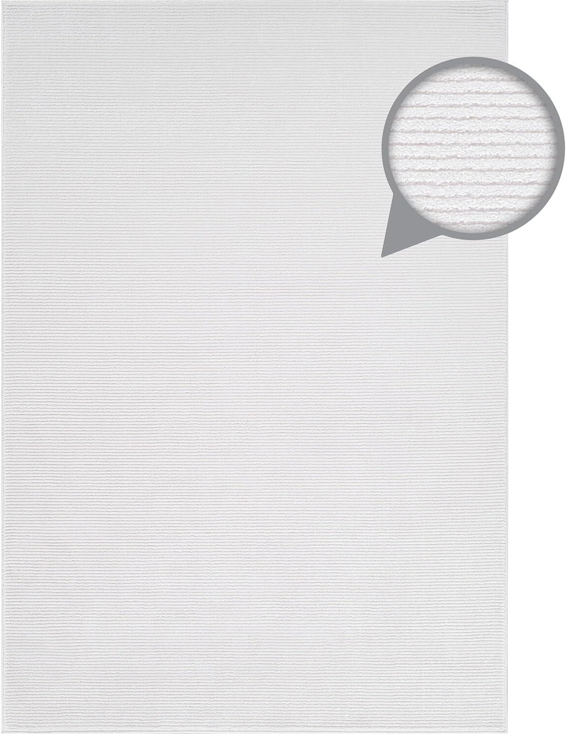 image:imageCAMILSON Baby Shag Rug 8x10 Modern Luxury Striped Boho Area Easy Shaggy Rugs Soft Medium Pile Stain Resistant EasyCleaning NonShedding for Living Room Office Indoor Carpet 8 x 10 Beige GrayPas12 White White