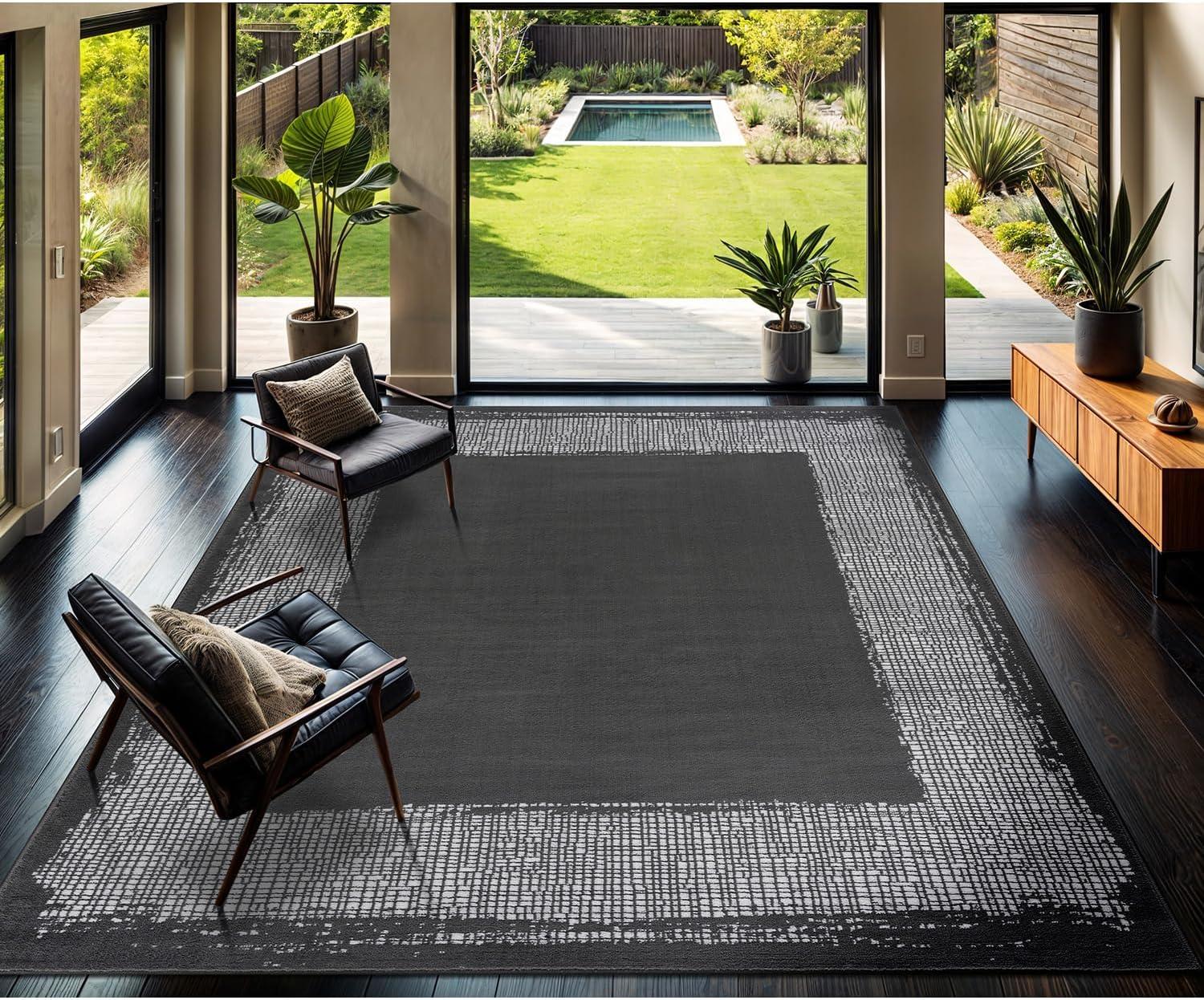 image:imageCAMILSON Baby Shag Rug 8x10 Modern Luxury Striped Boho Area Easy Shaggy Rugs Soft Medium Pile Stain Resistant EasyCleaning NonShedding for Living Room Office Indoor Carpet 8 x 10 Beige GrayDark Gray