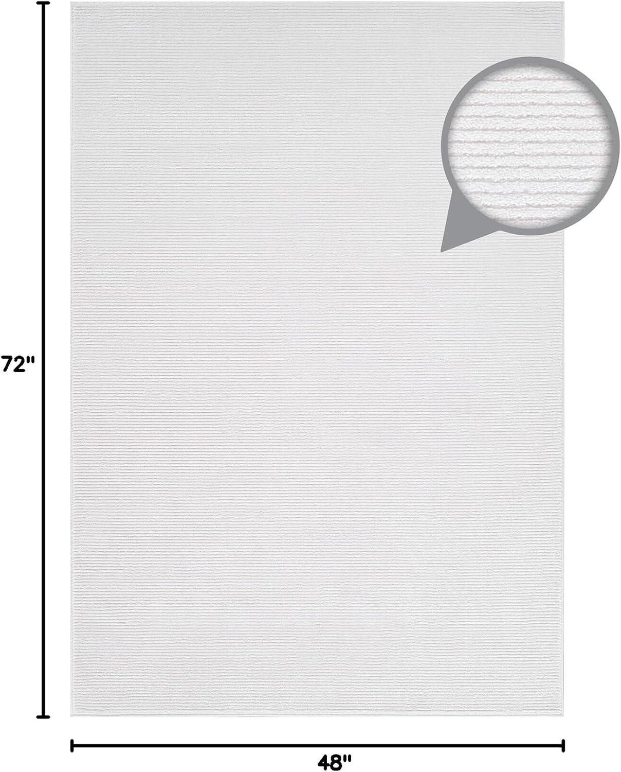 image:imageCAMILSON Baby Shag Rug 8x10 Modern Luxury Striped Boho Area Easy Shaggy Rugs Soft Medium Pile Stain Resistant EasyCleaning NonShedding for Living Room Office Indoor Carpet 8 x 10 Beige GrayPas12 White White