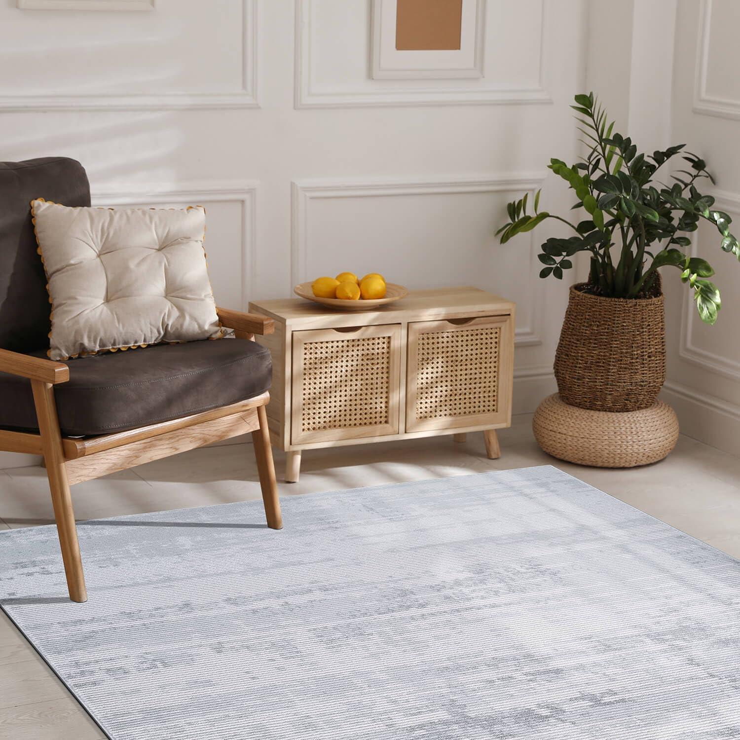 image:imageCAMILSON Baby Shag Rug 8x10 Modern Luxury Striped Boho Area Easy Shaggy Rugs Soft Medium Pile Stain Resistant EasyCleaning NonShedding for Living Room Office Indoor Carpet 8 x 10 Beige GrayPas11 White Gray