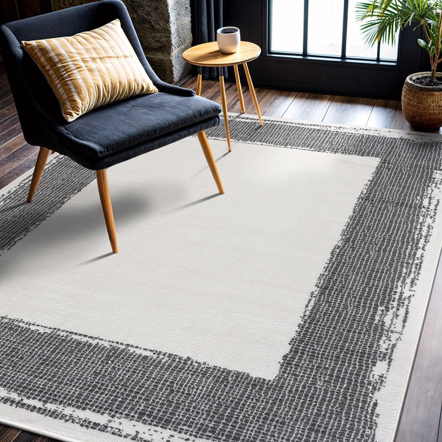image:imageCAMILSON Baby Shag Rug 8x10 Modern Luxury Striped Boho Area Easy Shaggy Rugs Soft Medium Pile Stain Resistant EasyCleaning NonShedding for Living Room Office Indoor Carpet 8 x 10 Beige GrayCream
