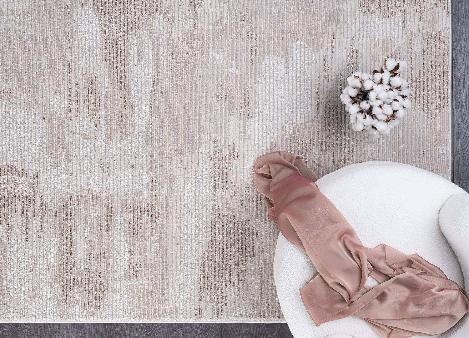 image:imageCAMILSON Baby Shag Rug 8x10 Modern Luxury Striped Boho Area Easy Shaggy Rugs Soft Medium Pile Stain Resistant EasyCleaning NonShedding for Living Room Office Indoor Carpet 8 x 10 Beige GrayPas4 Beige White