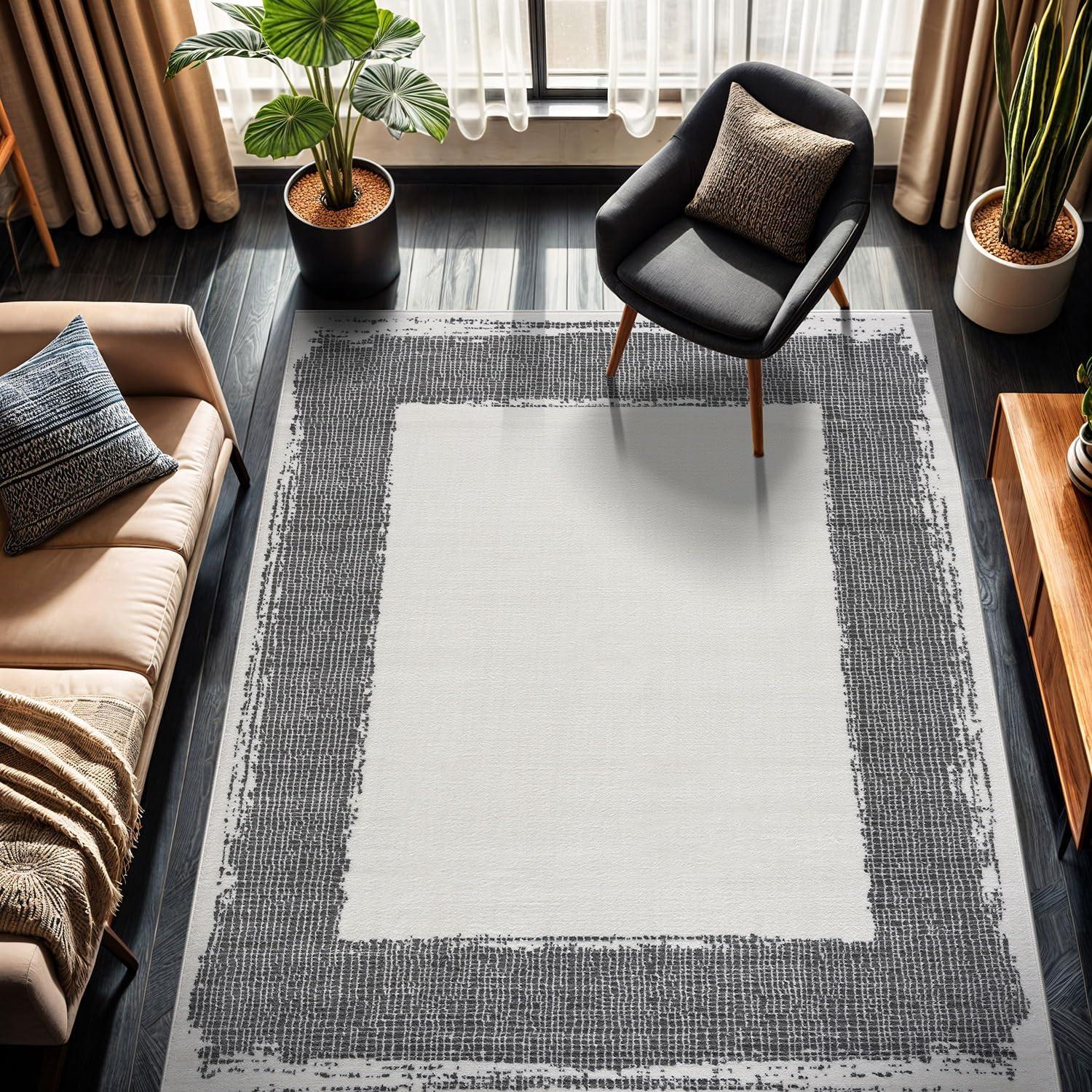 image:imageCAMILSON Baby Shag Rug 8x10 Modern Luxury Striped Boho Area Easy Shaggy Rugs Soft Medium Pile Stain Resistant EasyCleaning NonShedding for Living Room Office Indoor Carpet 8 x 10 Beige GrayCream