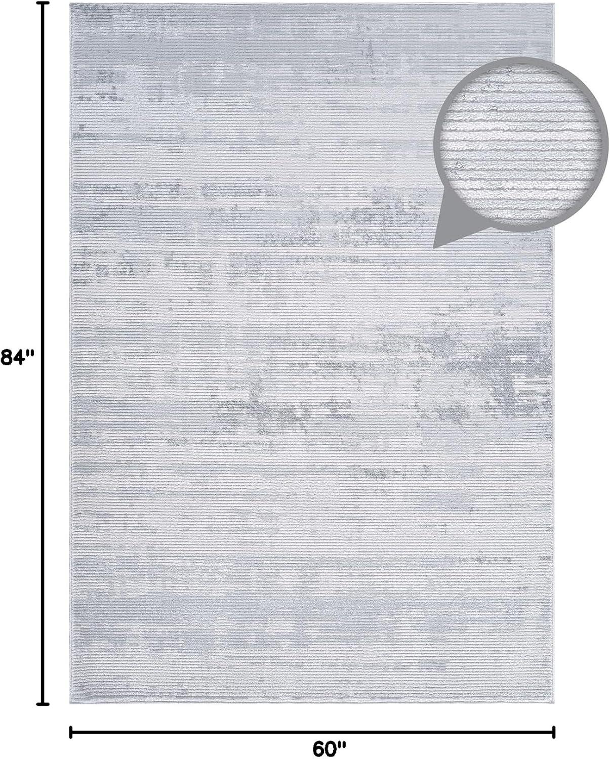 image:imageCAMILSON Baby Shag Rug 8x10 Modern Luxury Striped Boho Area Easy Shaggy Rugs Soft Medium Pile Stain Resistant EasyCleaning NonShedding for Living Room Office Indoor Carpet 8 x 10 Beige GrayPas11 White Gray