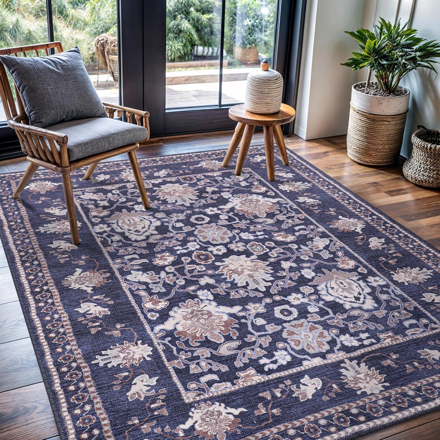 image:imageCAMILSON Baby Shag Rug 8x10 Modern Luxury Striped Boho Area Easy Shaggy Rugs Soft Medium Pile Stain Resistant EasyCleaning NonShedding for Living Room Office Indoor Carpet 8 x 10 Beige GrayStf Navy