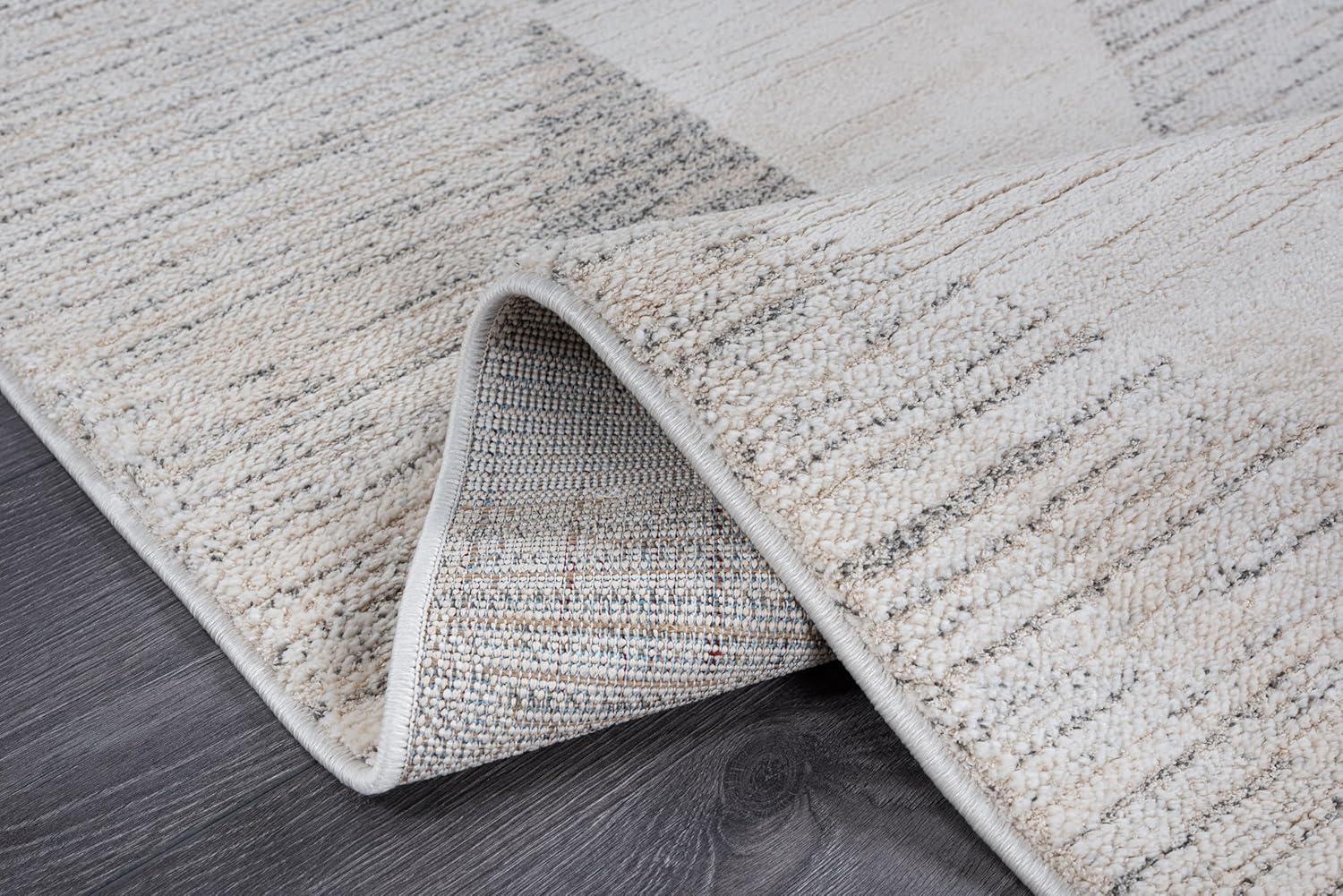 image:imageCAMILSON Baby Shag Rug 8x10 Modern Luxury Striped Boho Area Easy Shaggy Rugs Soft Medium Pile Stain Resistant EasyCleaning NonShedding for Living Room Office Indoor Carpet 8 x 10 Beige GrayMat6 Beige Gray