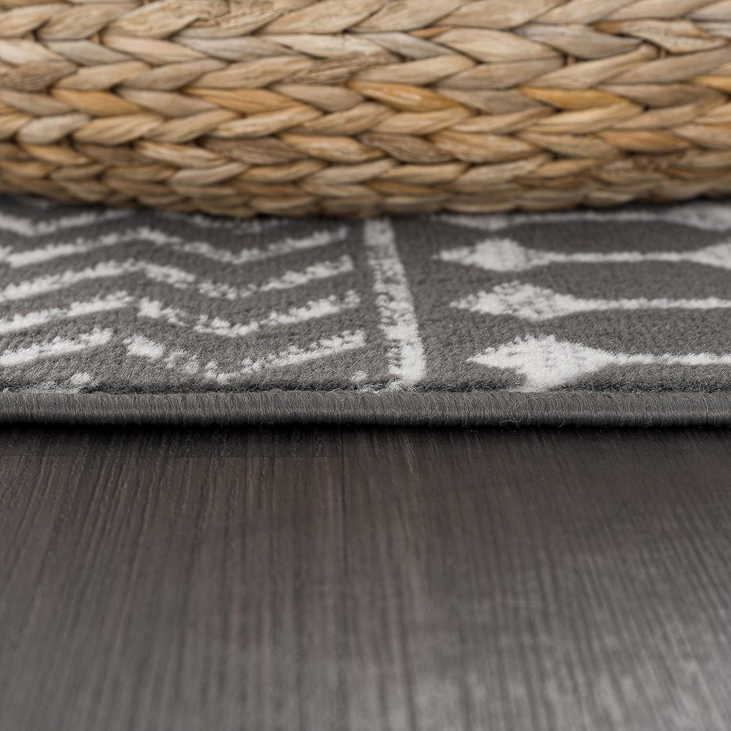 image:imageCAMILSON Boho Moroccan Area Rug 53 x 70 Geometric Diamond Design for Living Room Bedroom Dark Grey Cream Indoor Area Rugs Bohemian