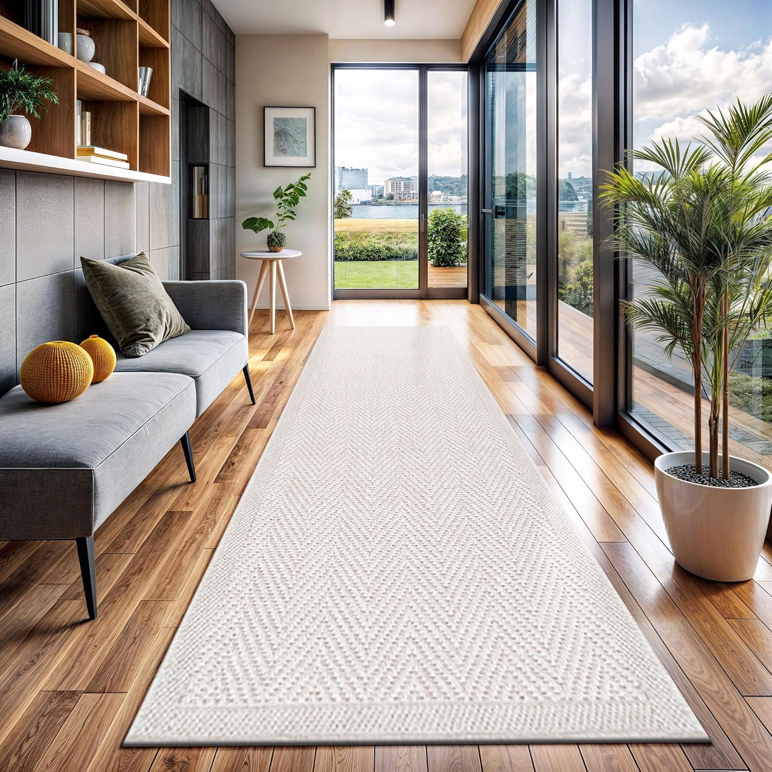 image:imageCAMILSON Easy Jute Rug 5x7 Indoor Outdoor Natural Color Fiber Area Rugs for Living Room Patio and Kitchen Rug Herringbone Seagrass Woven Design EasyCleaning Washable Outside Carpet Alfombras 5 x 7HerringboneBone