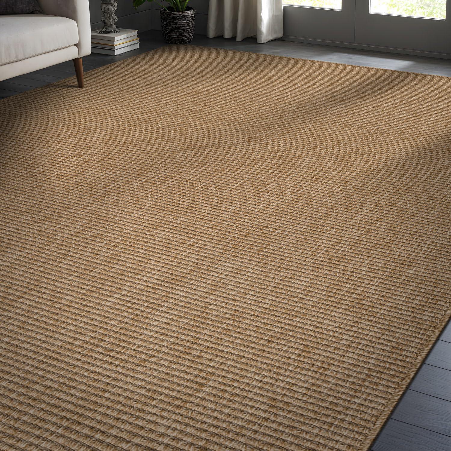 image:imageCAMILSON Easy Jute Rug 5x7 Indoor Outdoor Natural Color Fiber Area Rugs for Living Room Patio and Kitchen Rug Herringbone Seagrass Woven Design EasyCleaning Washable Outside Carpet Alfombras 5 x 7BasketweaveNatural