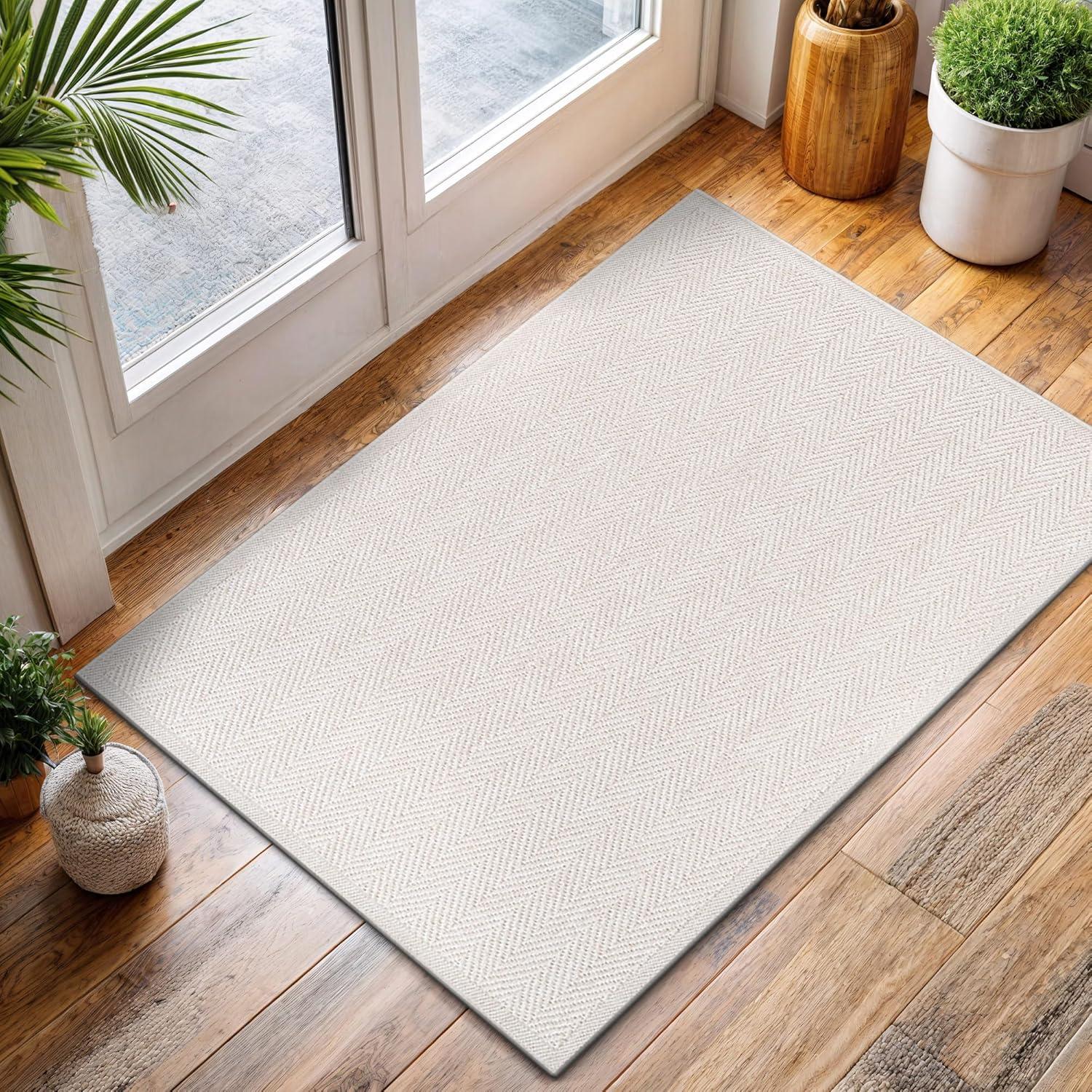 image:imageCAMILSON Easy Jute Rug 5x7 Indoor Outdoor Natural Color Fiber Area Rugs for Living Room Patio and Kitchen Rug Herringbone Seagrass Woven Design EasyCleaning Washable Outside Carpet Alfombras 5 x 7HerringboneBone
