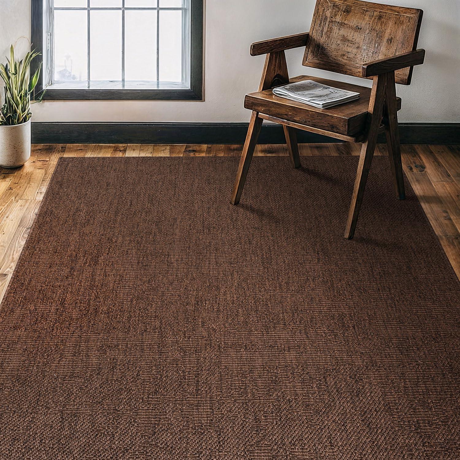 image:imageCAMILSON Easy Jute Rug 5x7 Indoor Outdoor Natural Color Fiber Area Rugs for Living Room Patio and Kitchen Rug Herringbone Seagrass Woven Design EasyCleaning Washable Outside Carpet Alfombras 5 x 7GranulatedBrown