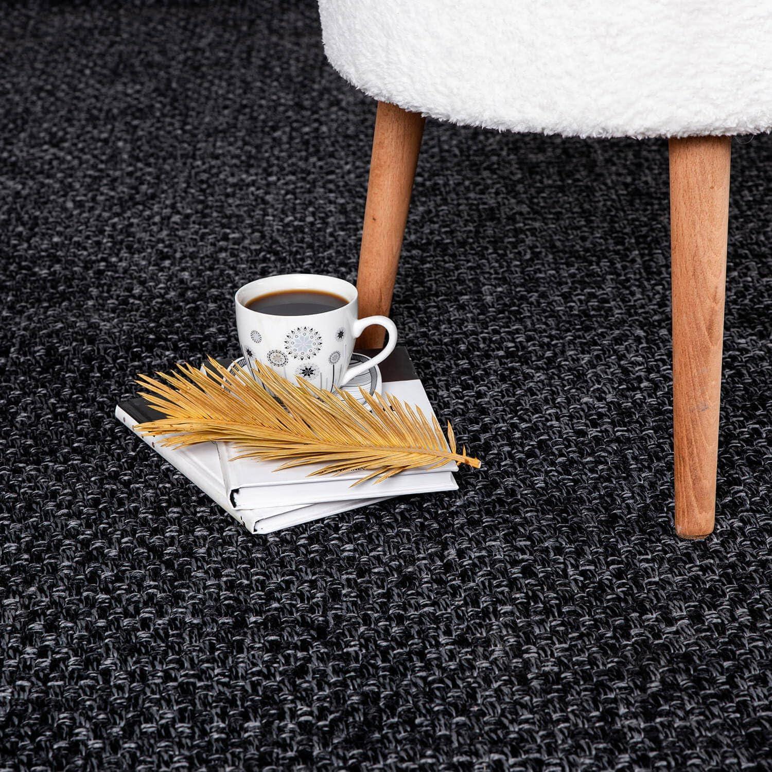 image:imageCAMILSON Easy Jute Rug 5x7 Indoor Outdoor Natural Color Fiber Area Rugs for Living Room Patio and Kitchen Rug Herringbone Seagrass Woven Design EasyCleaning Washable Outside Carpet Alfombras 5 x 7BasketweaveAnthracite